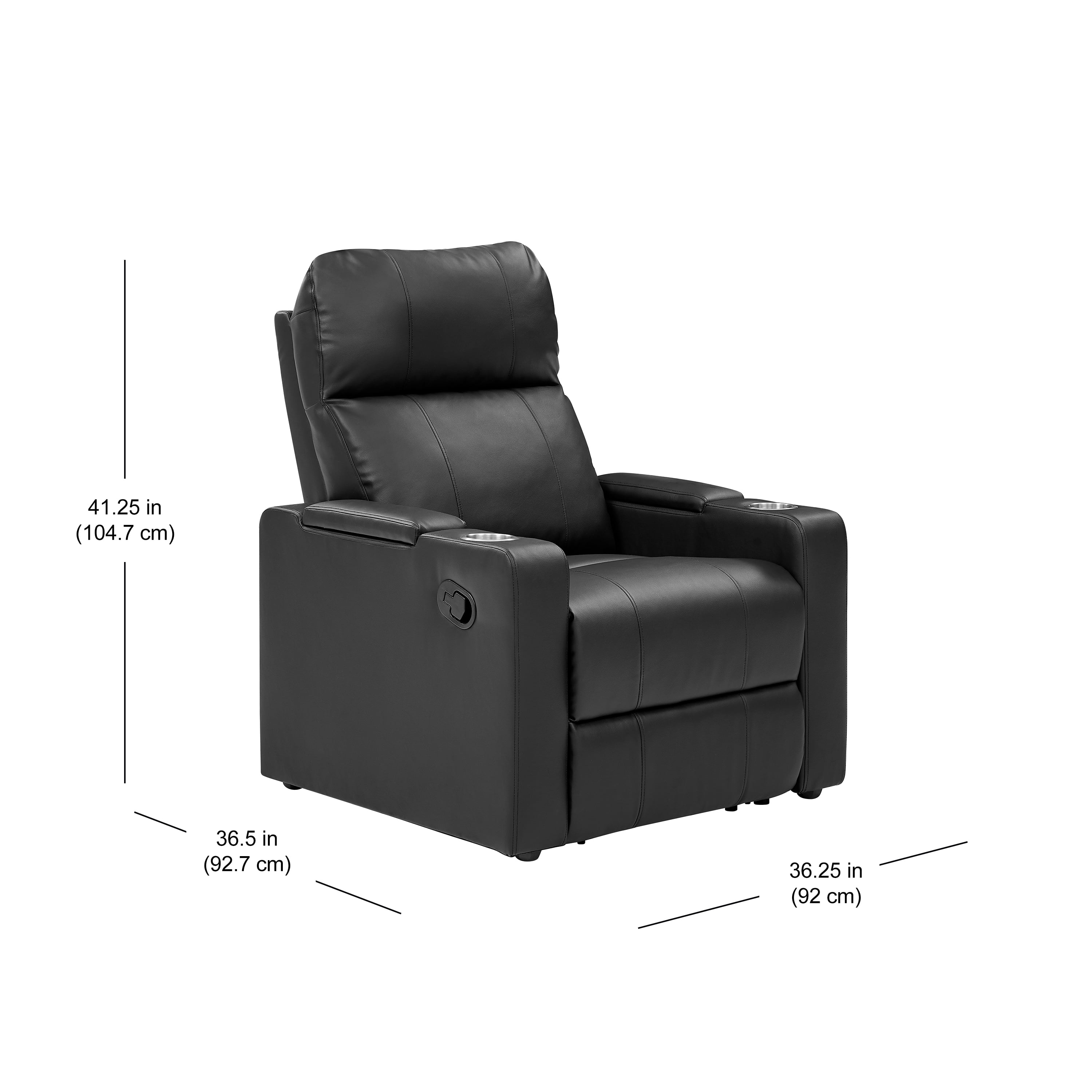 Mainstays Home Theater Recliner with USB charging ports, Faux Leather, Multiple Finishes - Image 3