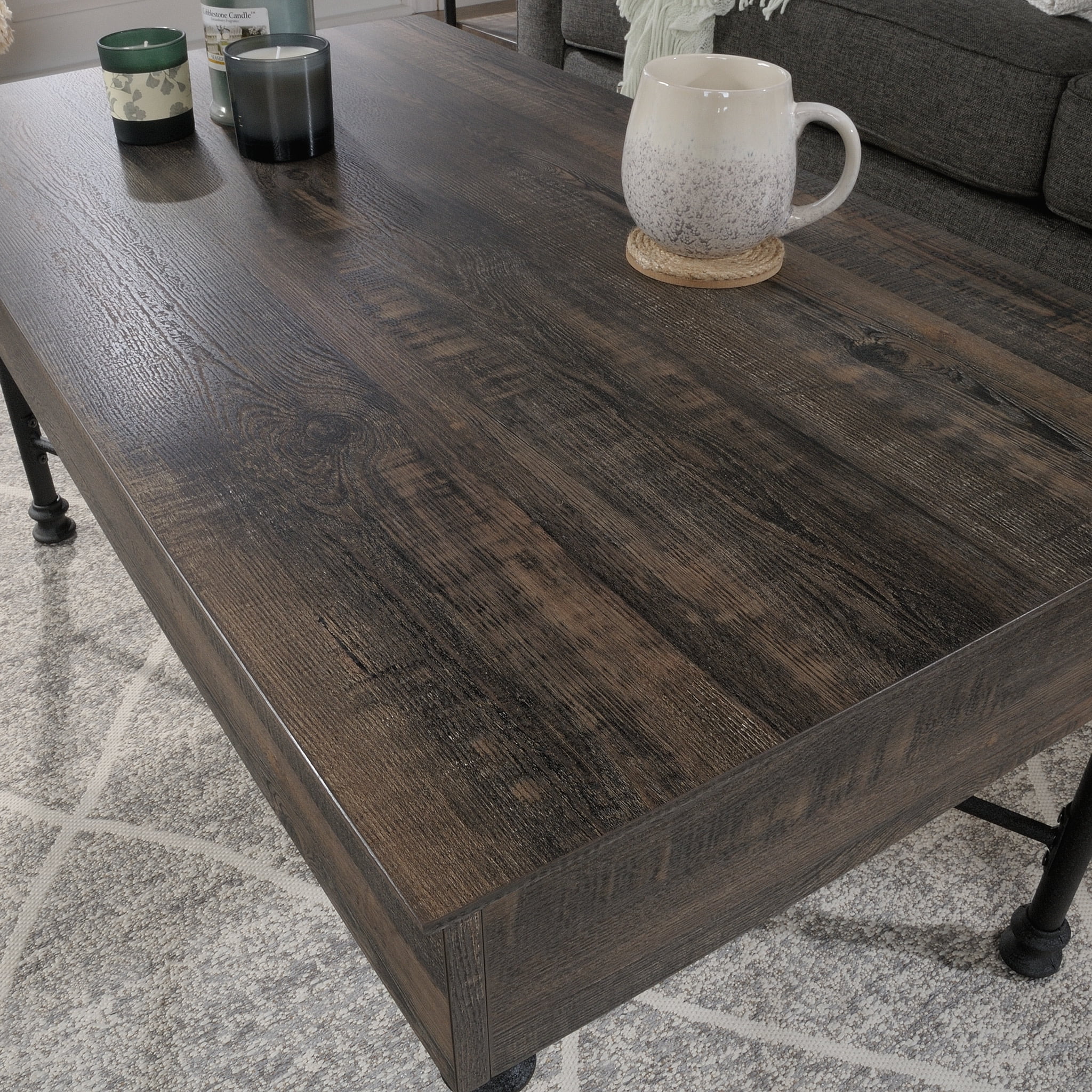Sauder Canal Street Industrial Lift-Top Coffee Table with Storage, Carbon Oak Finish - Image 10