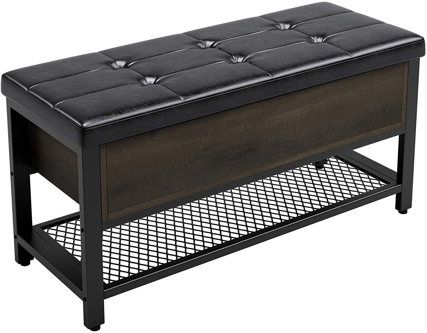 Homfa Storage Bench with Storage, Long Leather Shoe Bench with Flip Top for Hallway, Living Room, Dark Brown - Image 4