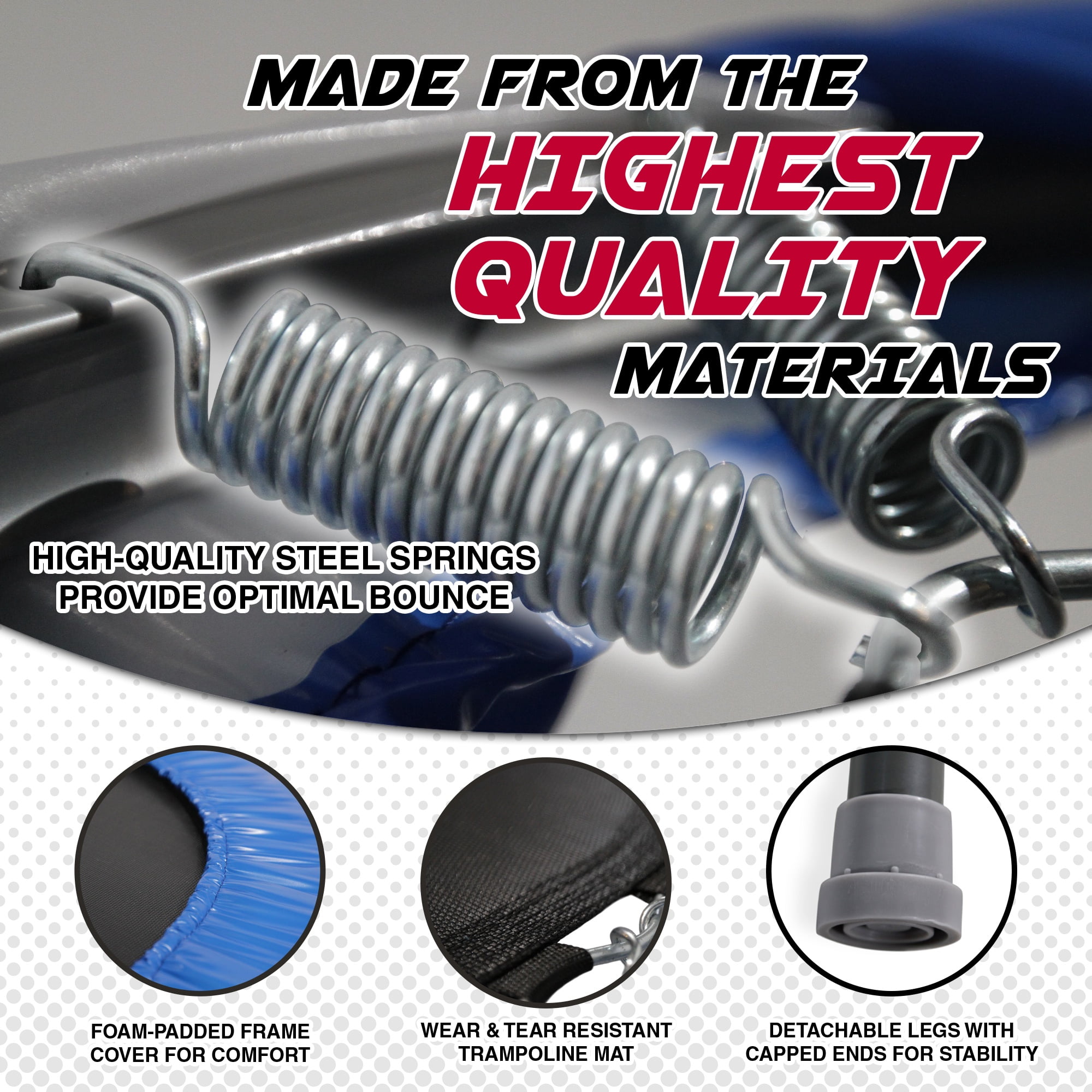 Sportspower TruJump 48" Indoor/Outdoor Mini Trampoline, Fitness Rebounder Trampoline with Adjustable Handle, BLUE - Image 4