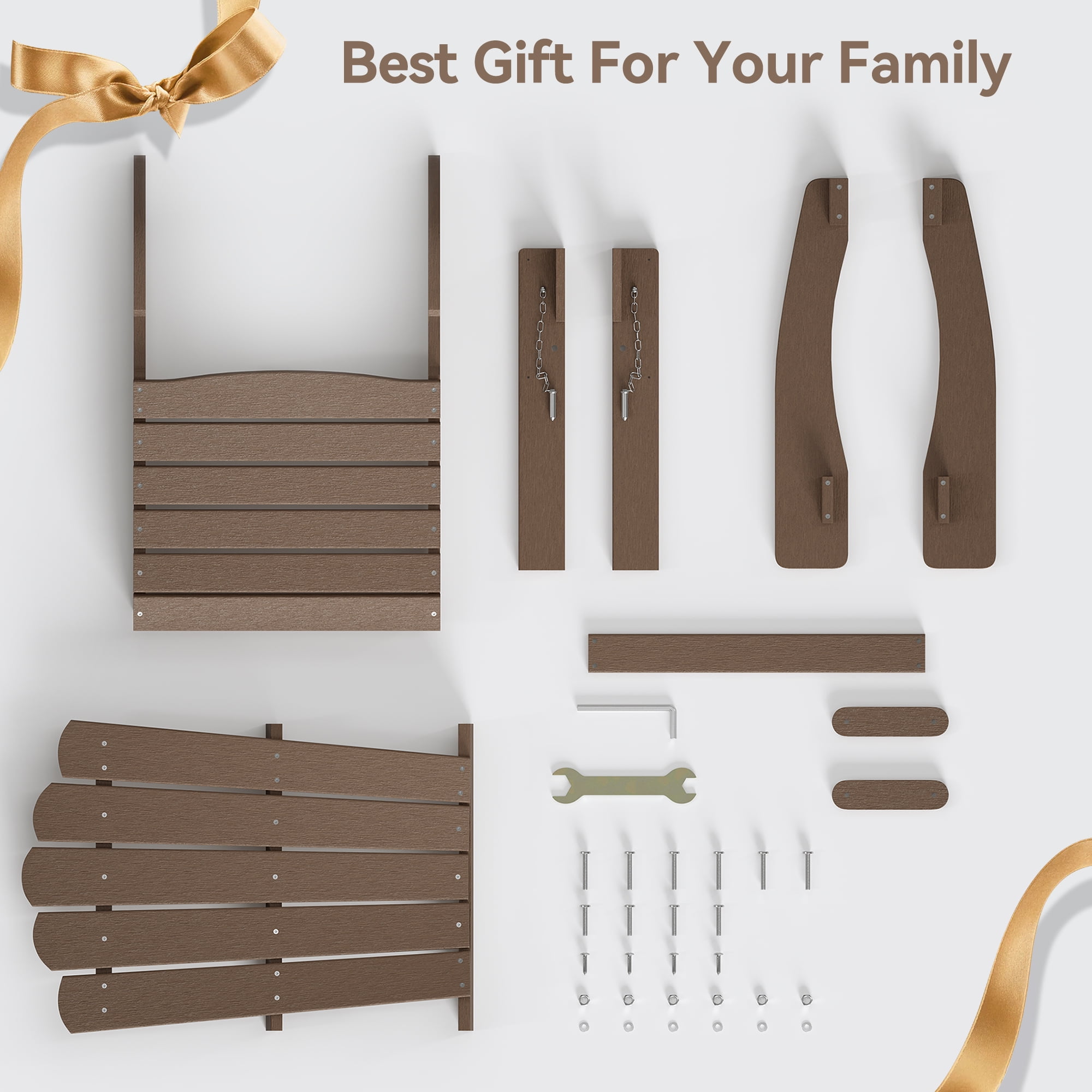 Efurden Adirondack Chair, HDPE Floding Adirondack Chair, Weather Resistant Patio Chair for Patio, Porch and Garden, 350 Lb Support (Brown) - Image 5