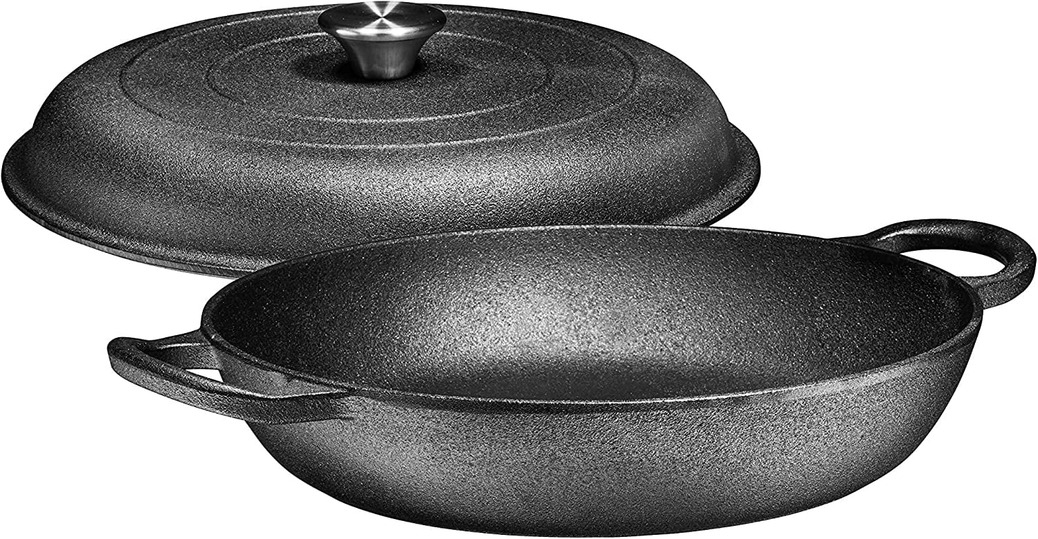 Bruntmor | Heavy Duty Pre-Seasoned Cast Iron Casserole Braiser - Pan With Cover - Image 2