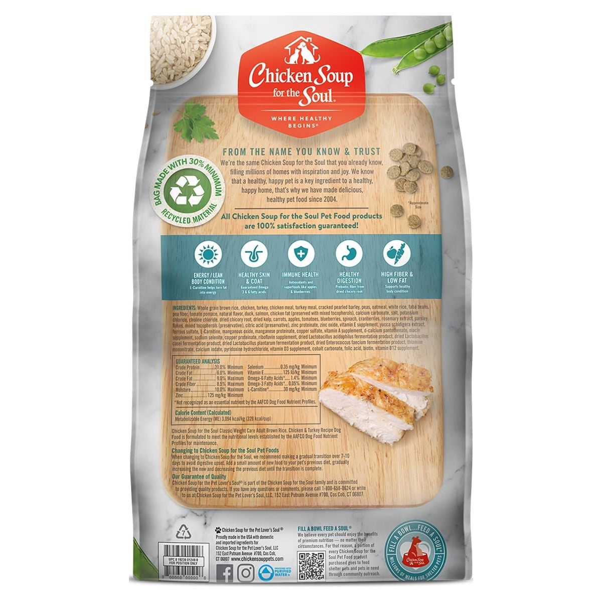 Chicken Soup for the Soul Weight Care Adult Dog - Brown Rice & Chicken, Turkey Dry Dog Food, 28 lb - Image 3