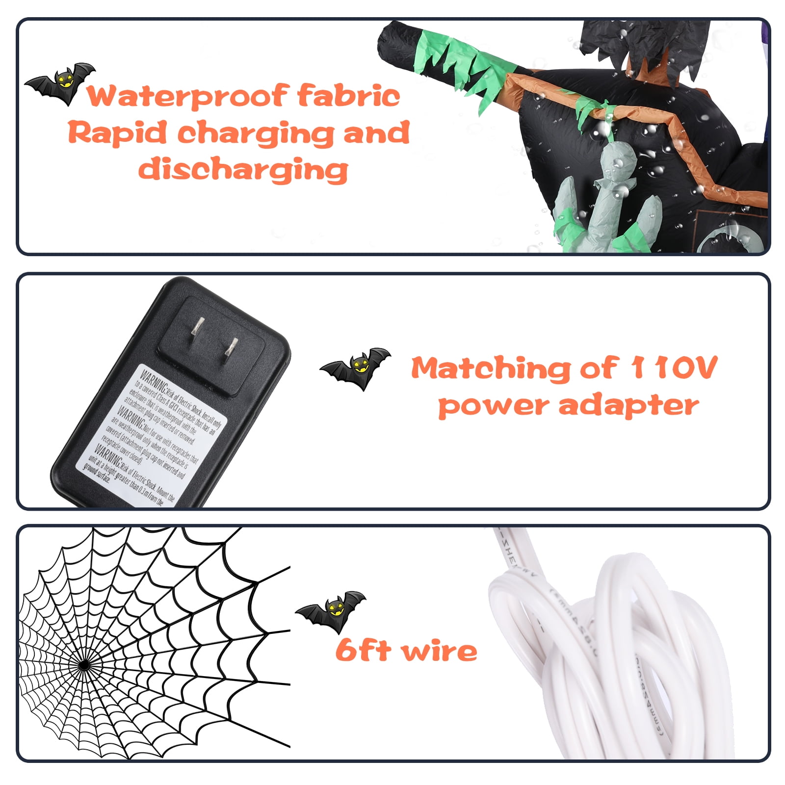 7 FT Halloween Inflatable Skeletons Ghosts on Pirate Ship Lights Decor Outdoor Indoor Holiday Decorations, Blow up Lighted Yard Decor, Giant Lawn Inflatables Home Family Outside Decor - Image 8