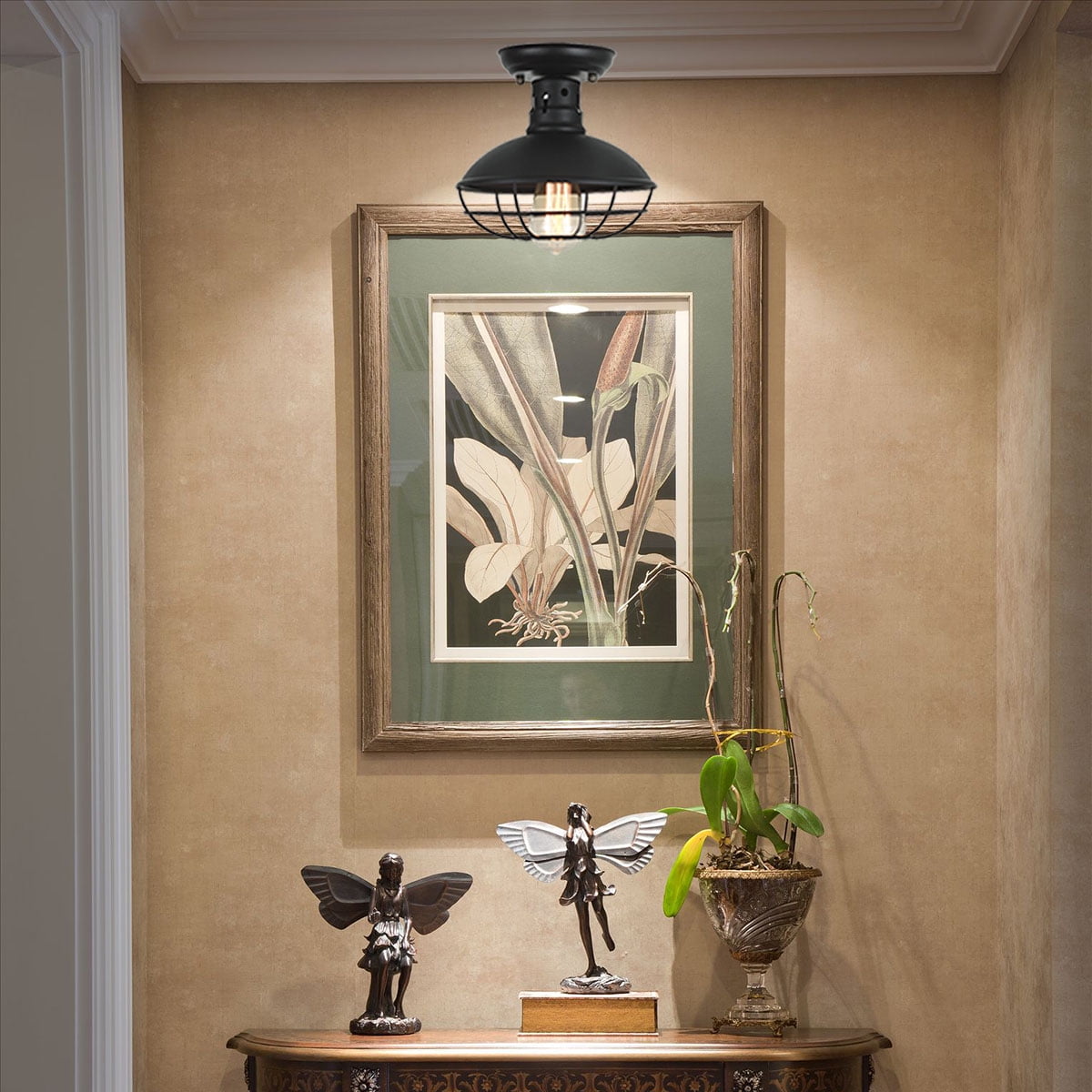 A Smile in the Mind Vintage 12” Ceiling Flush Mount Light with Glass Shade - Image 3