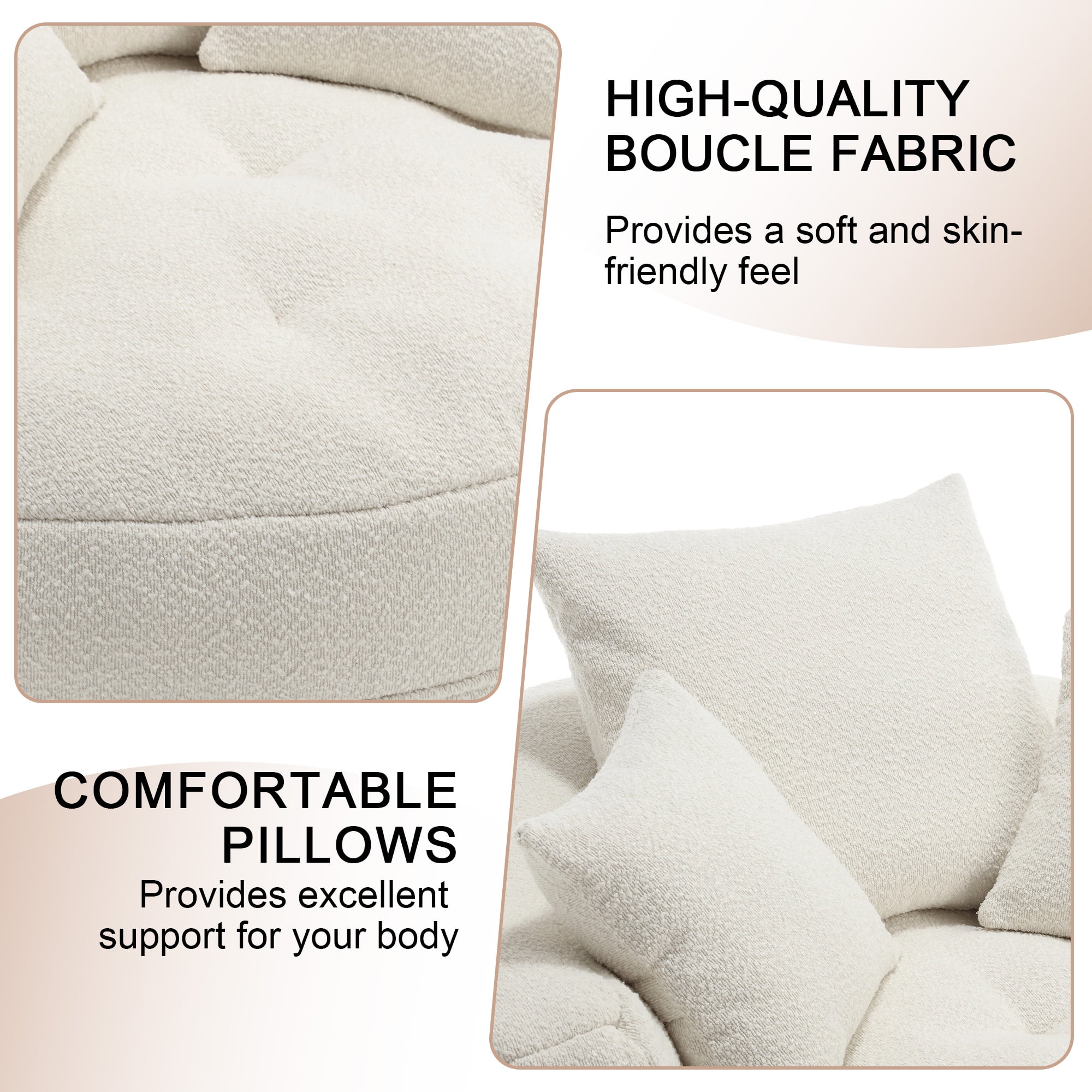 MOONMISS Beige Round Accent Chair with Tufted Seat - Image 5