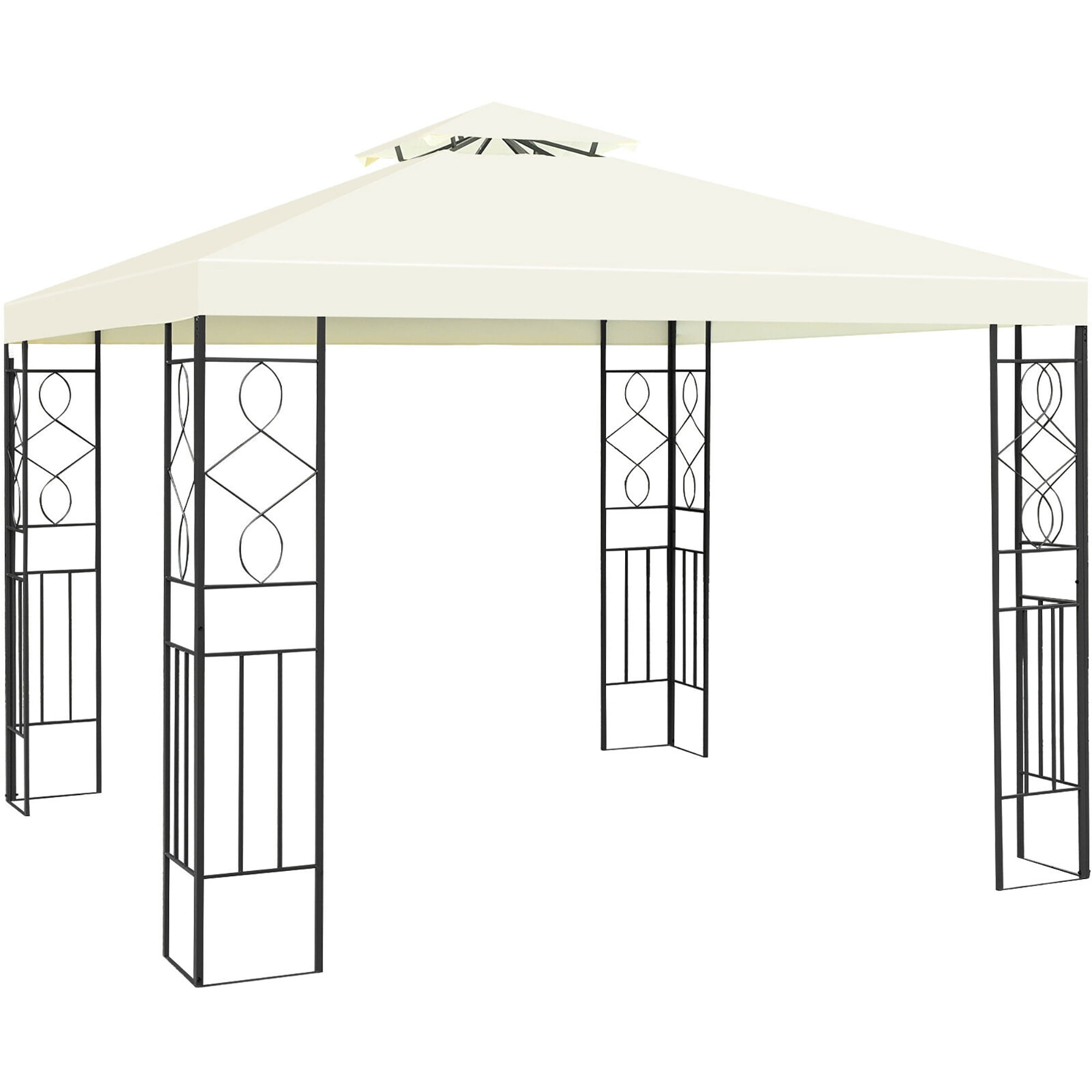 Costway 2 Tier 10'x10' Patio Gazebo Canopy Tent Steel Frame Shelter Awning - Image 3