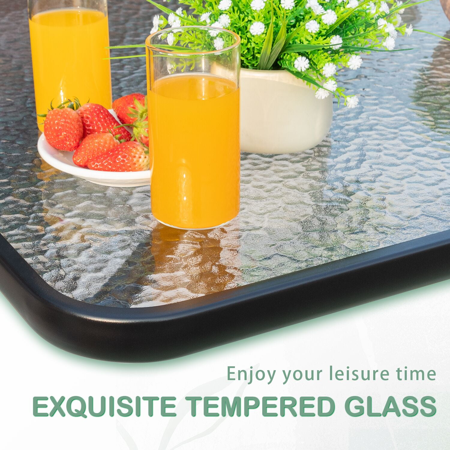 Vineego 5 Piece Patio Conversation Set Wicker Chairs Set with Tempered Glass Table, Beige - Image 5