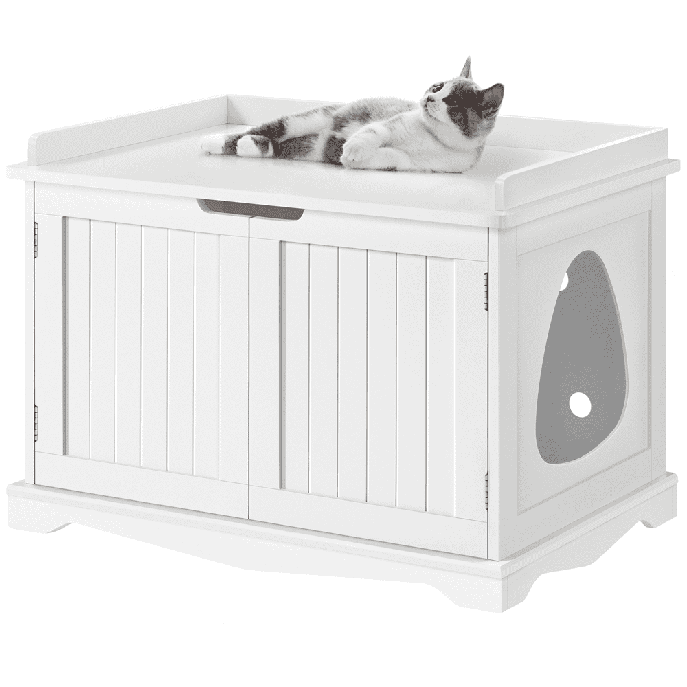 Renwick Wooden Cat Litter Box Furniture with Door, White - Image 2