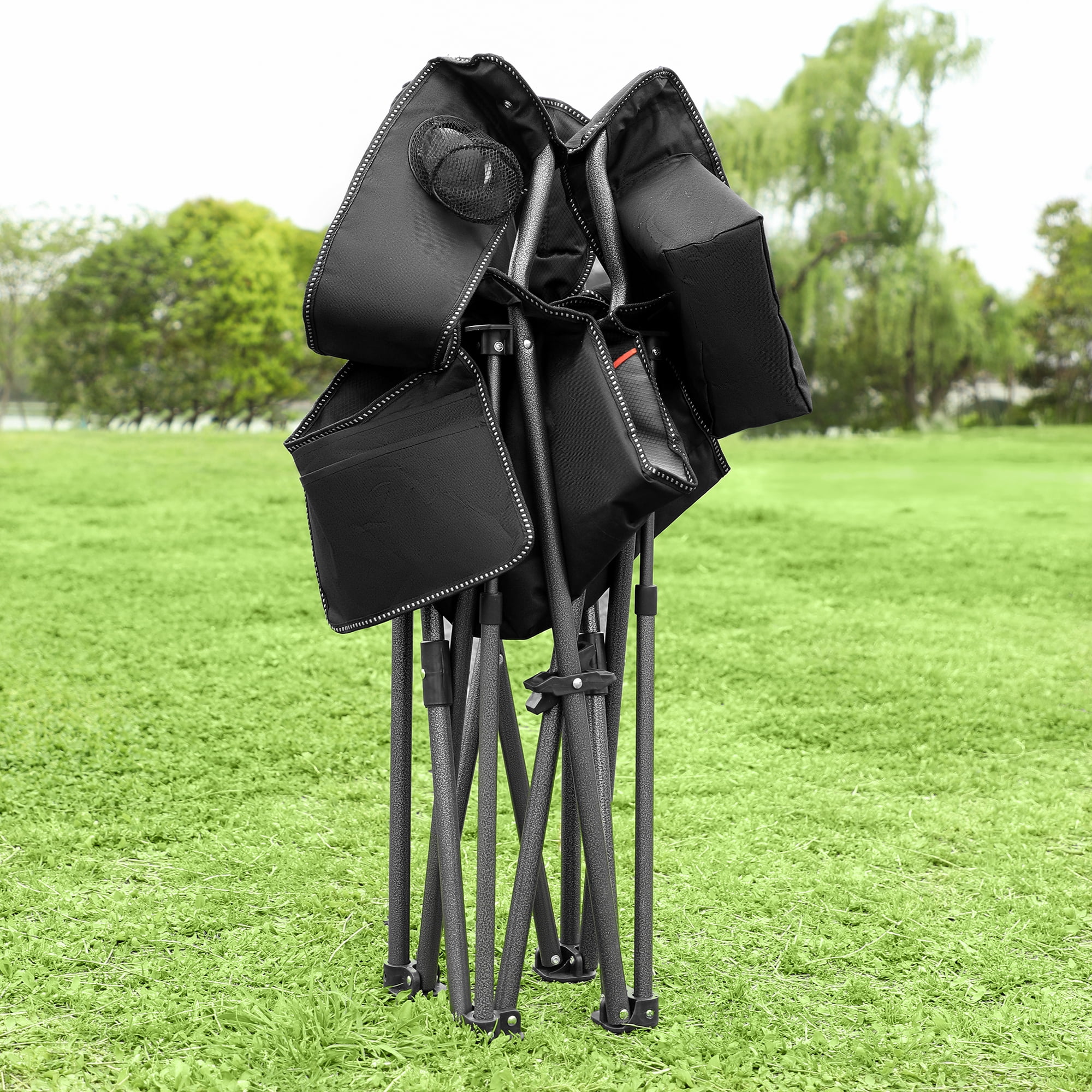 Summit Living Padded Camping Chair with Cooler Bag, Black - Image 9