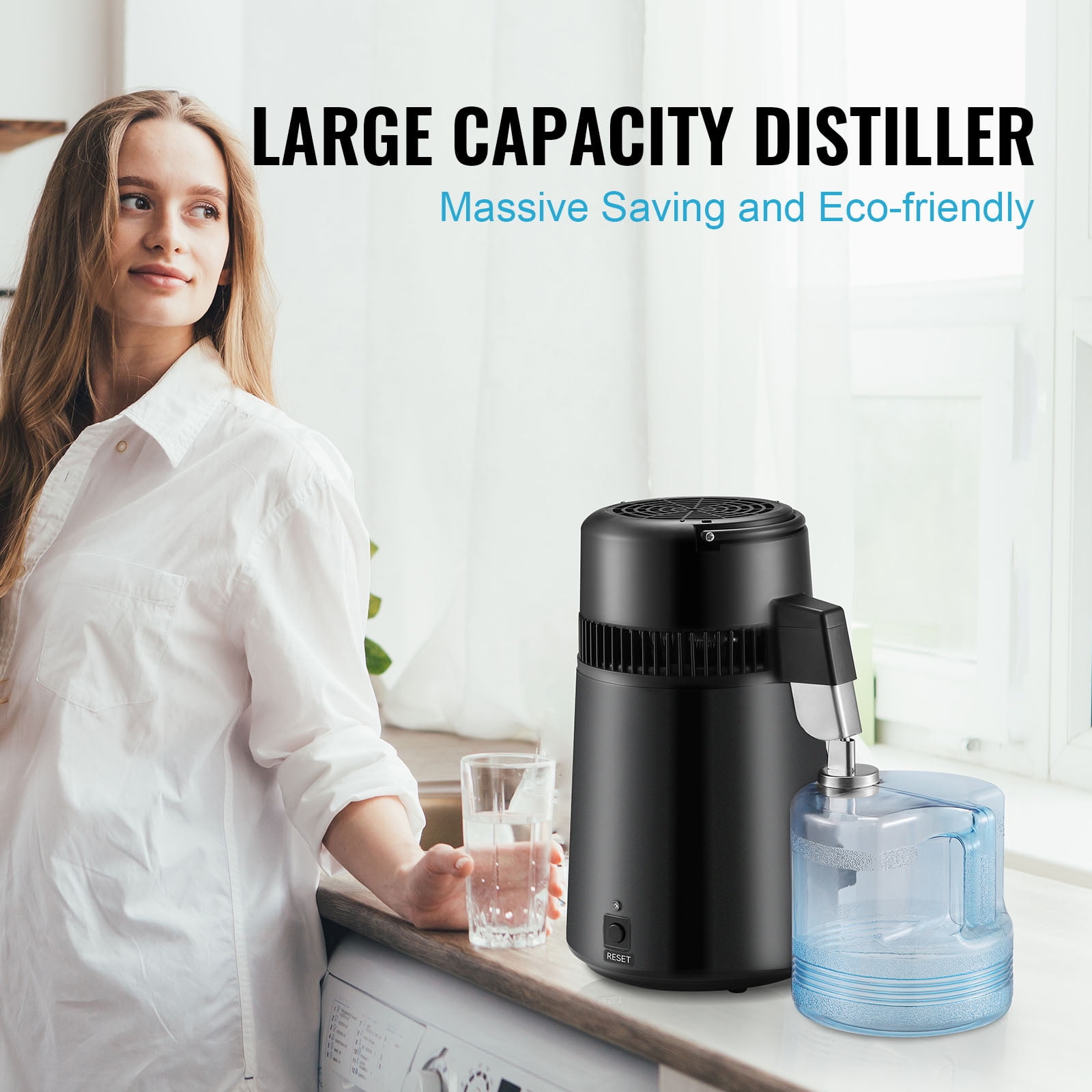 VEVOR 4L Water Distiller Home Distilled Water Maker w/ Dual Temperature Display for Home 750W BLACK - Image 4