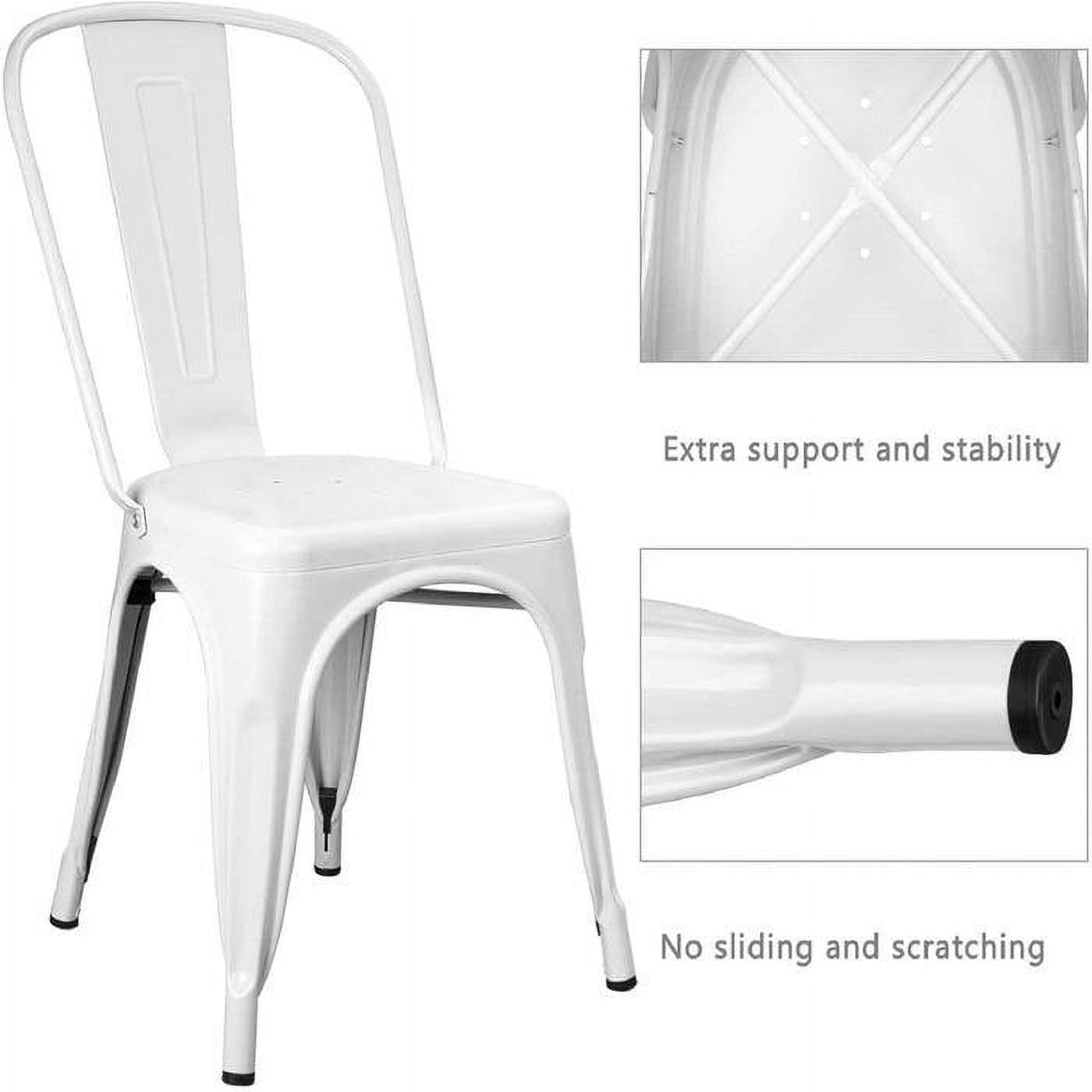 VINEEGO Metal Indoor Stacking Chair, White (Set of 4) - Image 3