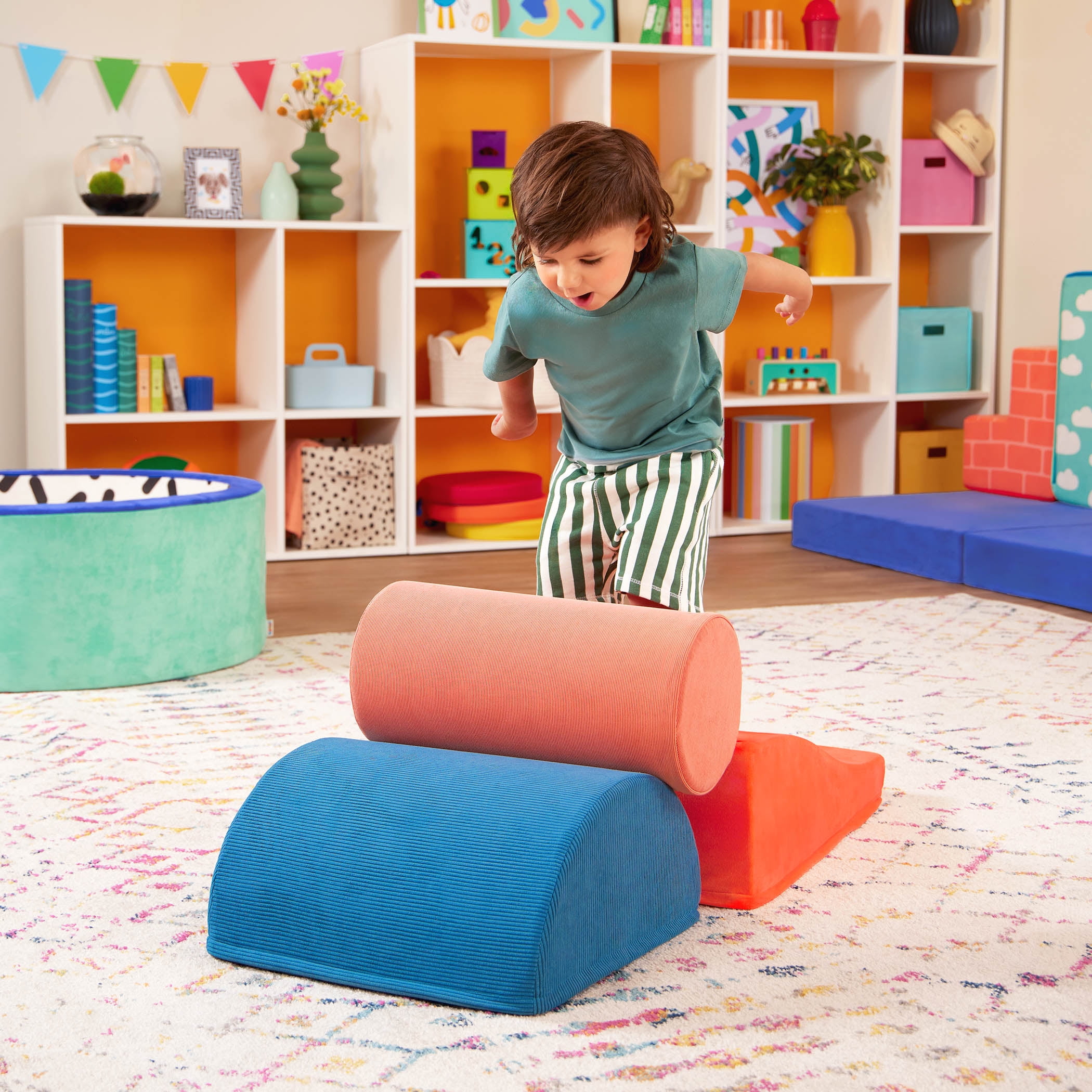 Battat Squishy Stack Rollers 3 Foam Multicolor Indoor Play Shapes, Toddler and Preschool Toys - Image 2