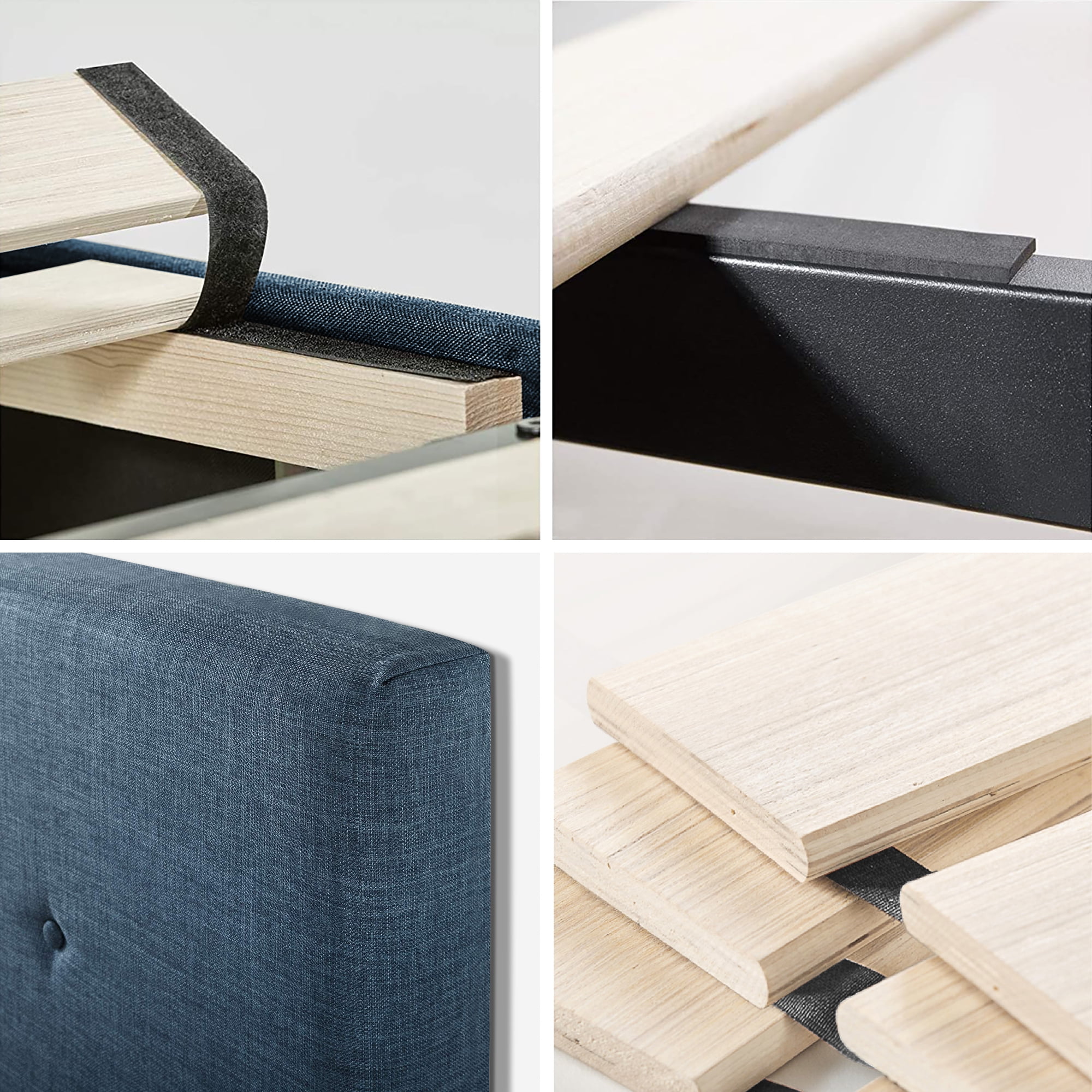 Zinus Omkaram 47" Upholstered Navy Platform Bed, Full - Image 8