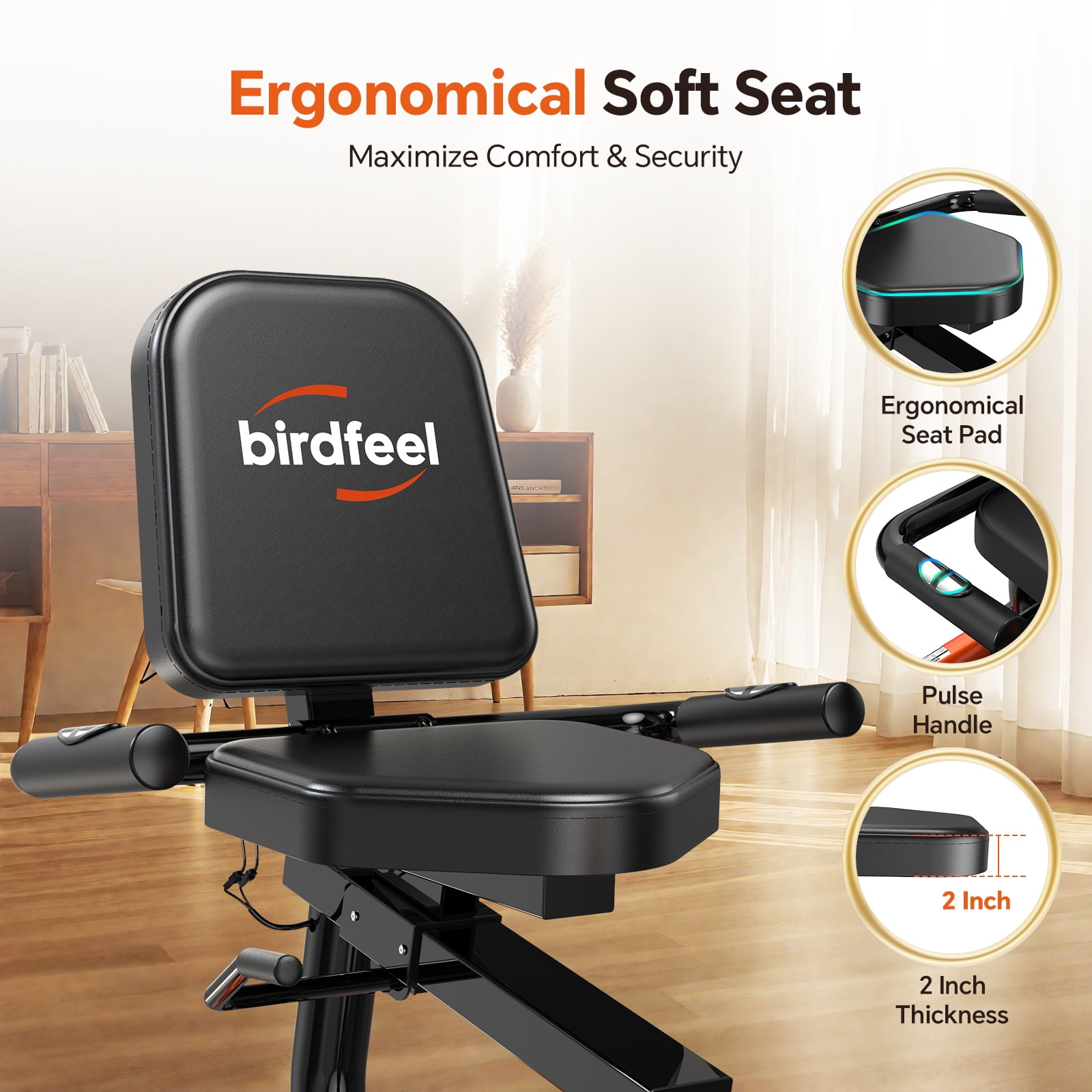 HASIMAN Recumbent Exercise Bike Magnetic Stationary Cycling Bicycle Indoor Workout Bikes with Large Caption Display & Adjustable Resistance for Home Seniors Adults Max Weight 350LBS - Image 9