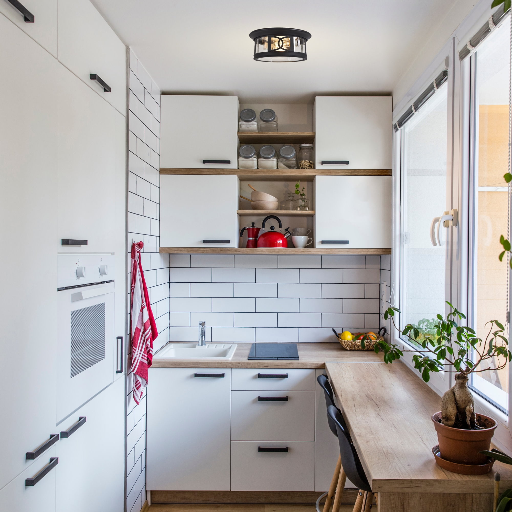 Design House Summit 2 Light Matte Black Traditional Dimmable Ceiling Light with Clear Glass - Image 13