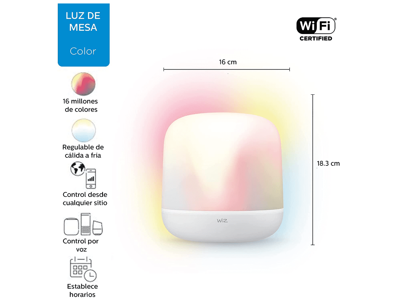 WiZ Connected Hero v2 Smart Portable Table Lamp, WiFi Enabled, 16 Million Colors, Compatible with Alexa and Google Home Assistant, No Hub Required - Image 6