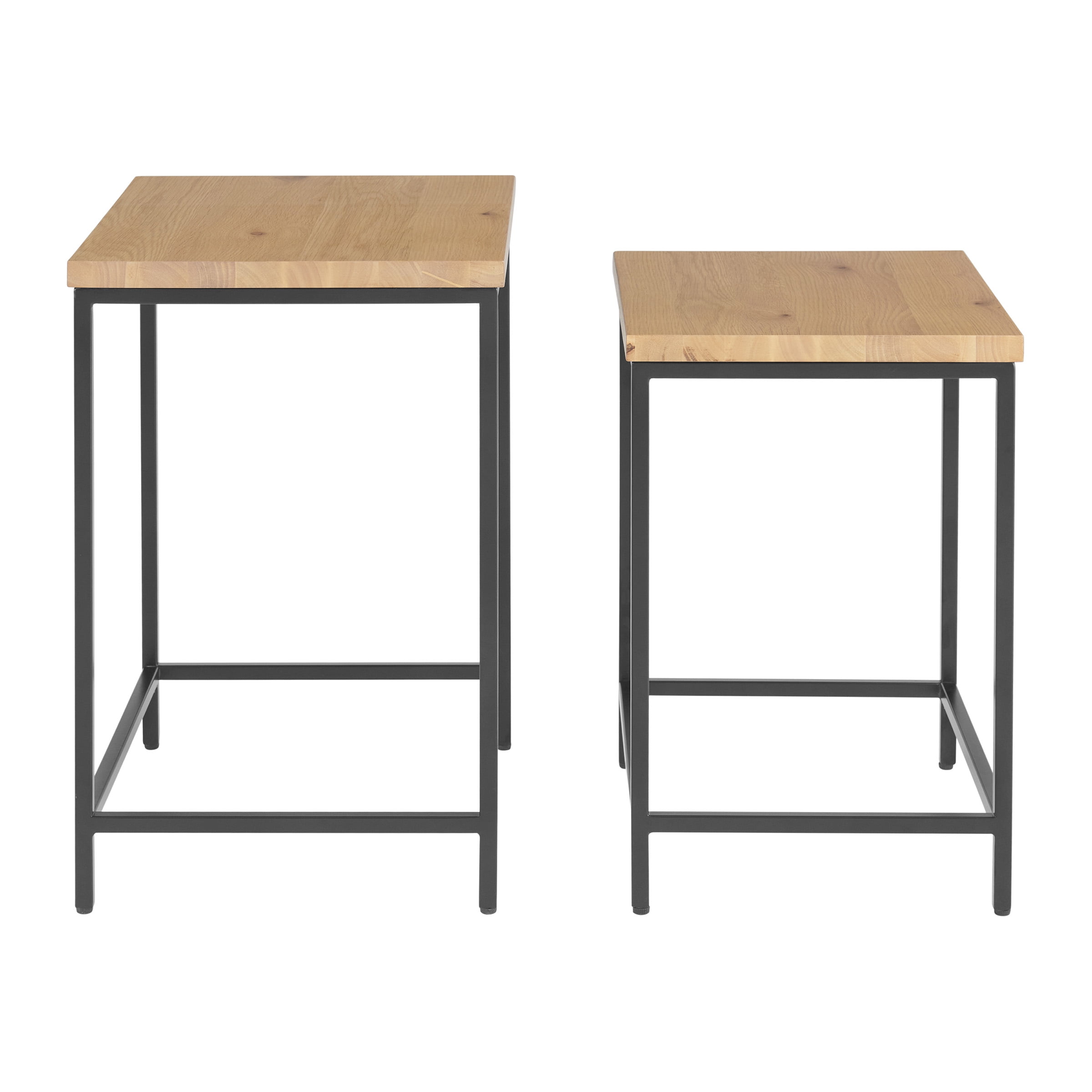 Lavish Home Set of 2 Modern Nesting Tables, End Tables for Living Room with Oak-Finished Top and Sturdy Metal Base - Image 10