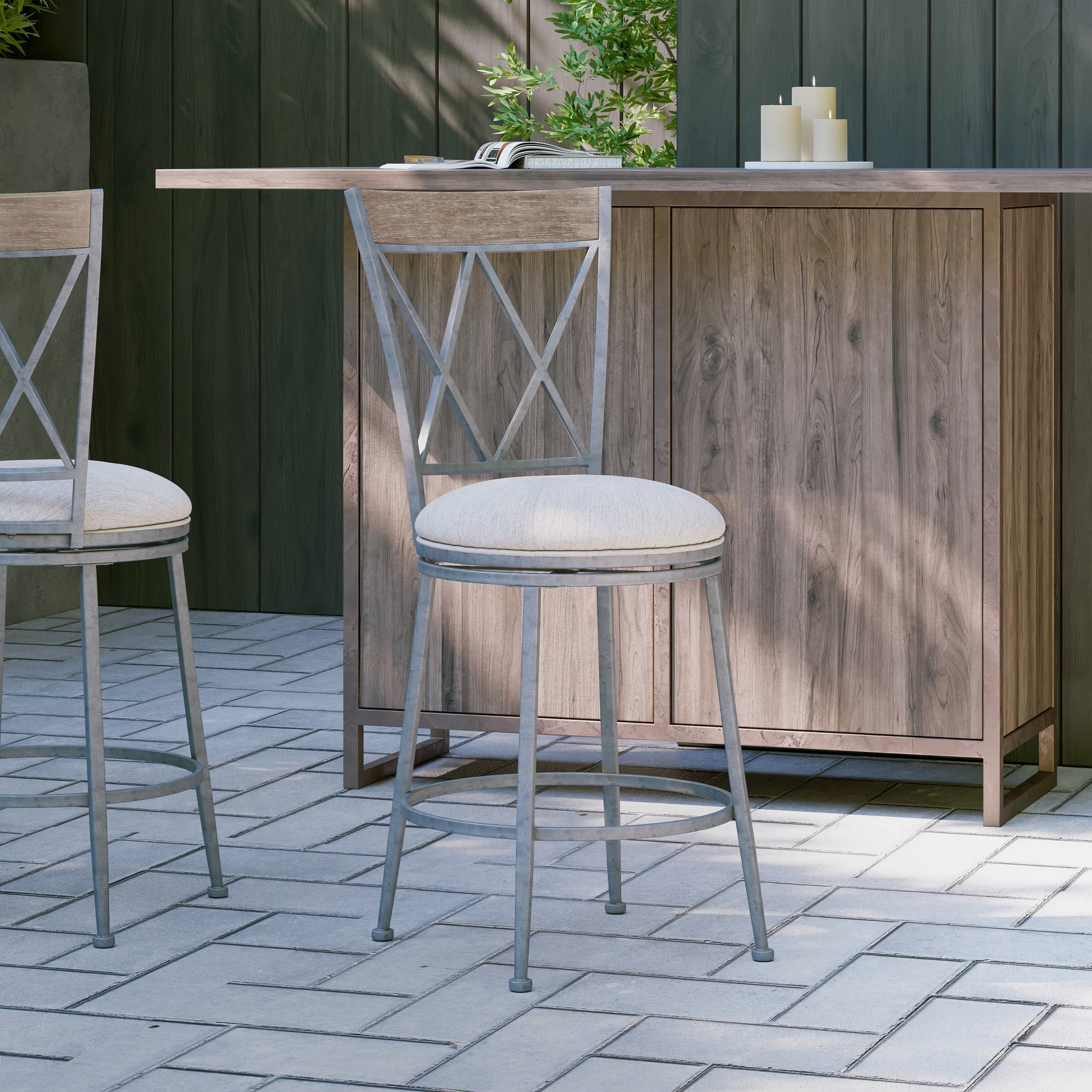 Hillsdale Furniture Stewart Metal Counter Height Swivel Stool, Aged Pewter - Image 2