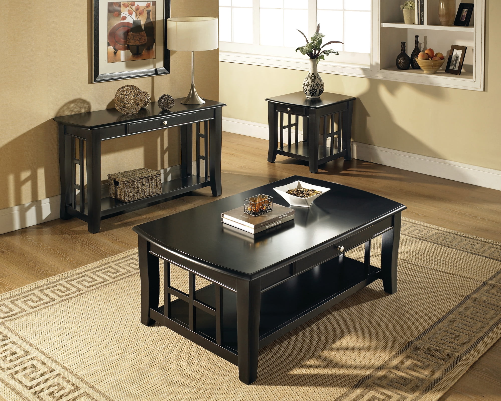 Steve Silver Cassidy Indoor Traditional with Storage and Shelf Rectangle Coffee Table, Black - Image 5