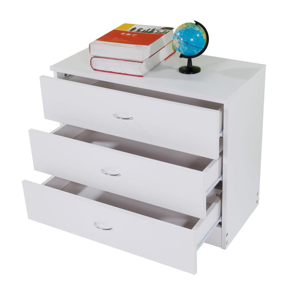 Zimtown MDF Wood Simple 3-Drawer Nightstands Drawer Dresser White - Image 6