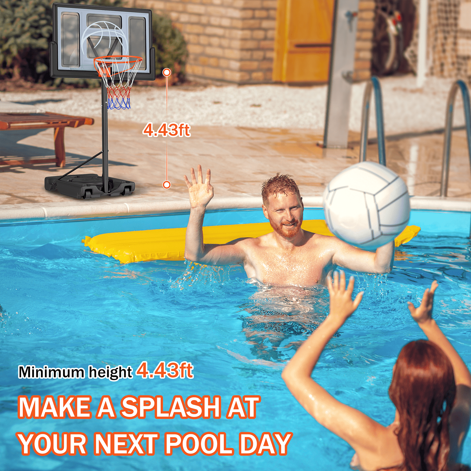 4.4-10ft Portable Basketball Hoop 44" Height Adjustable Basketball Goal System with PC Backboard Material Outdoor,Gray - Image 3