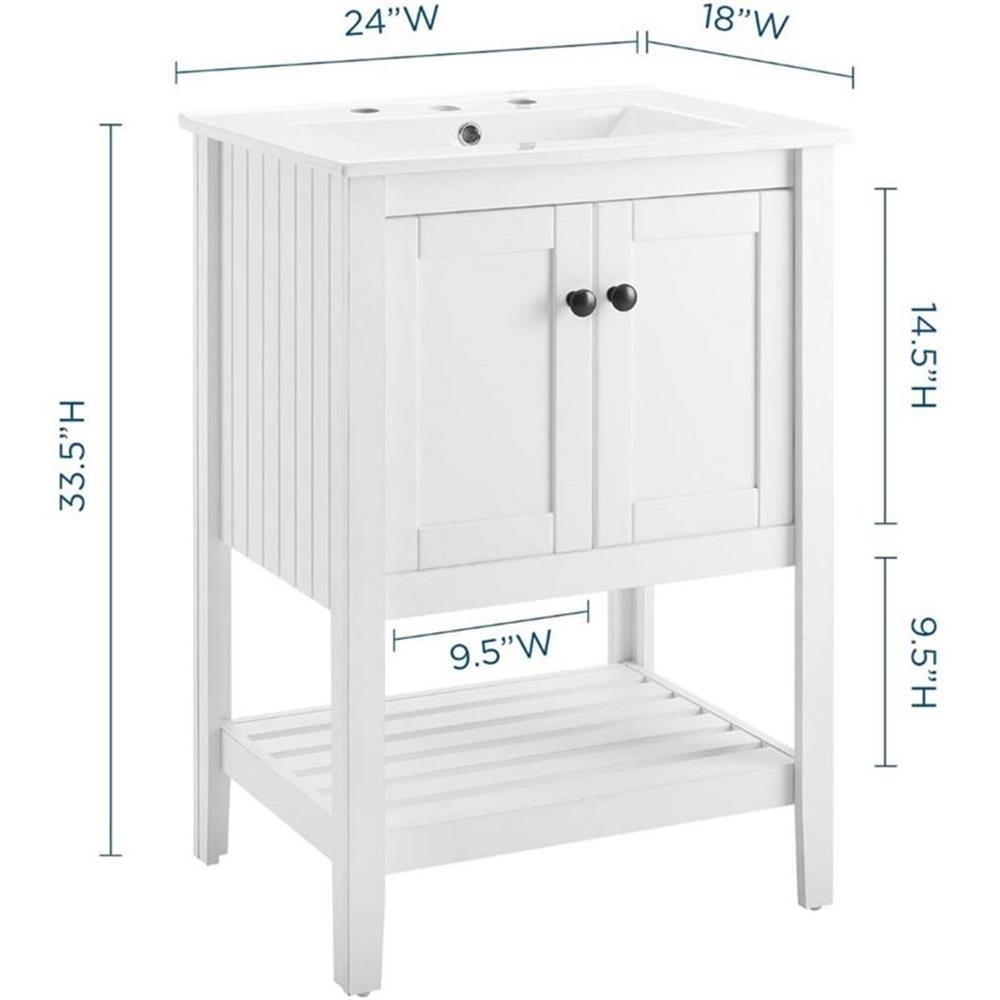 Modway Prestige 24" Modern Wooden Bathroom Vanity in White Finish - Image 3