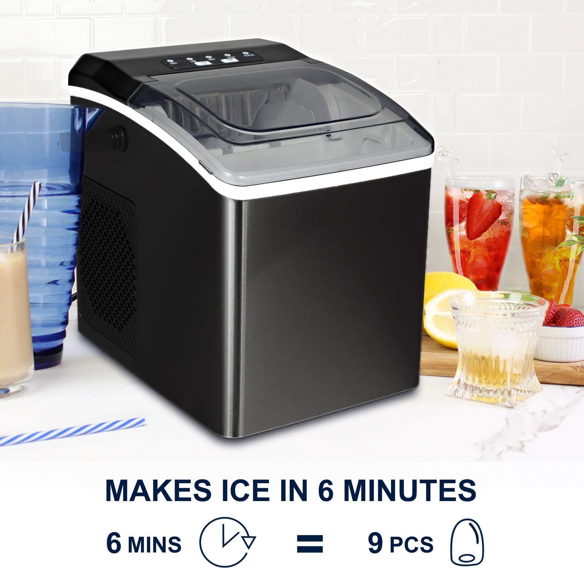 Koolatron KIM26B Compact Countertop Ice Maker with Digital Controls and LED Indicators - Image 6