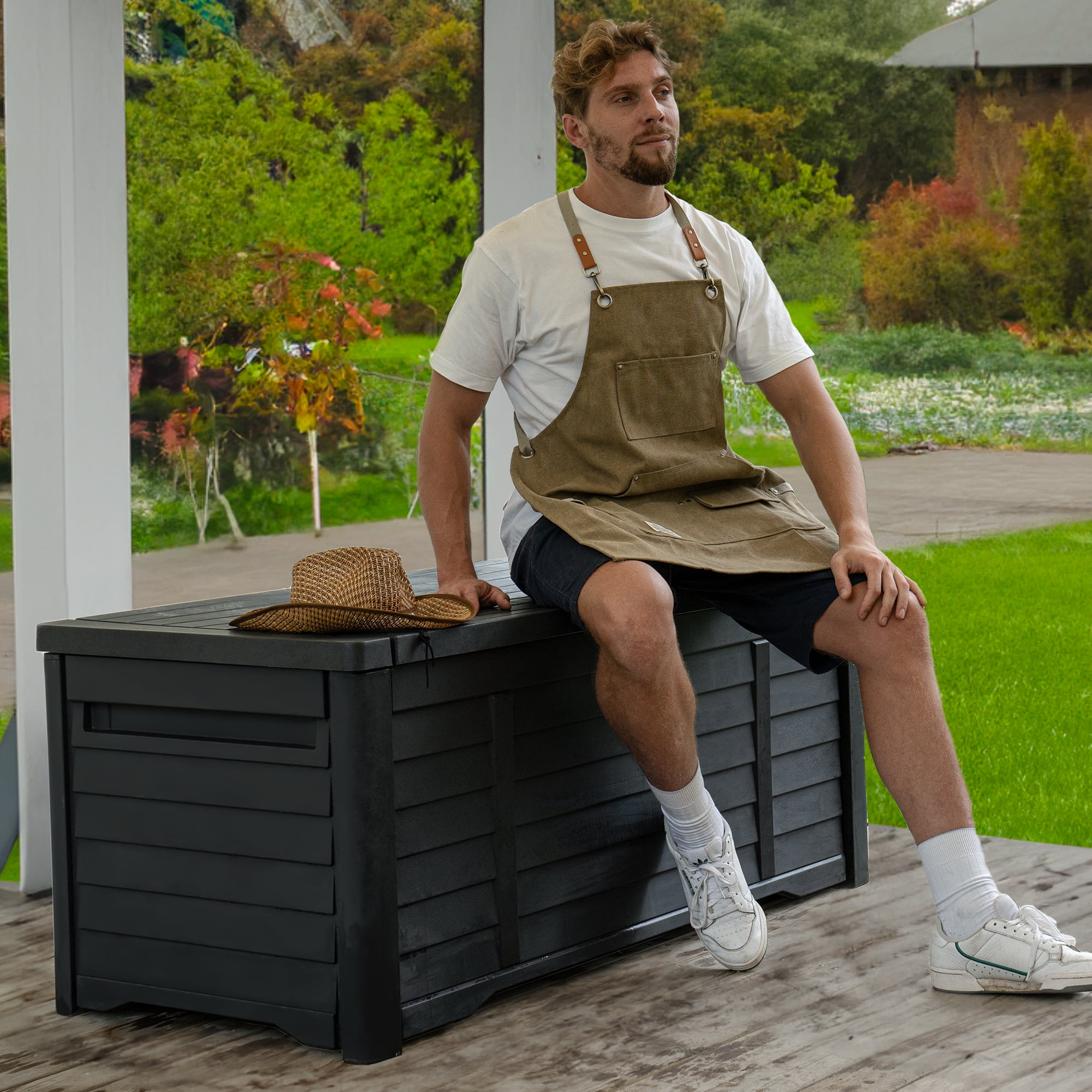 DEXTRUS Outdoor 120 Gallon Resin Deck Box, Black – Large Capacity for Outdoor Storage - Image 4