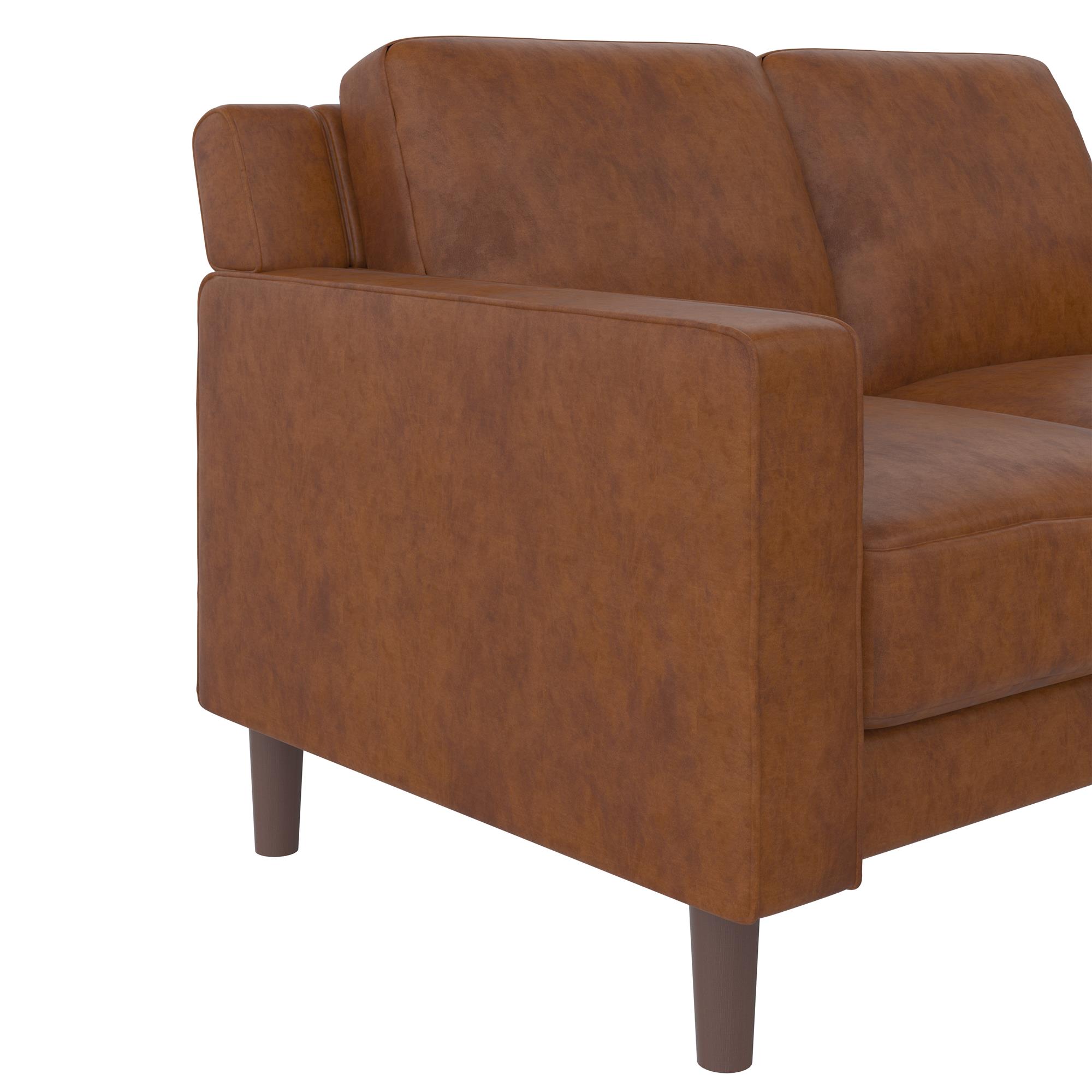 DHP Bryanna Loveseat 2 Seater Sofa , Camel Faux Leather - Image 4