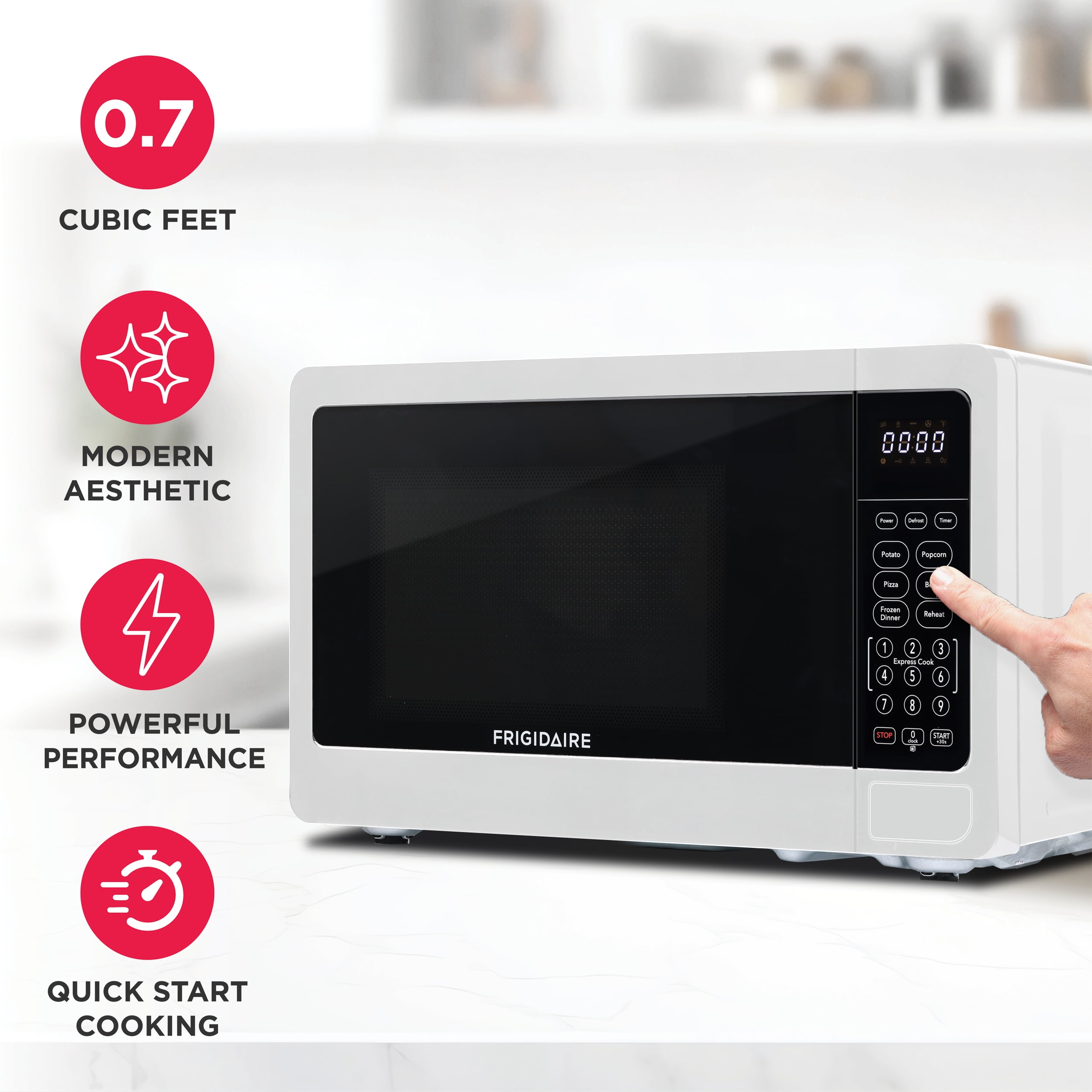 Frigidaire, 0.7 Cu. Ft. Countertop Microwave Oven, White, EMW733 - Image 9