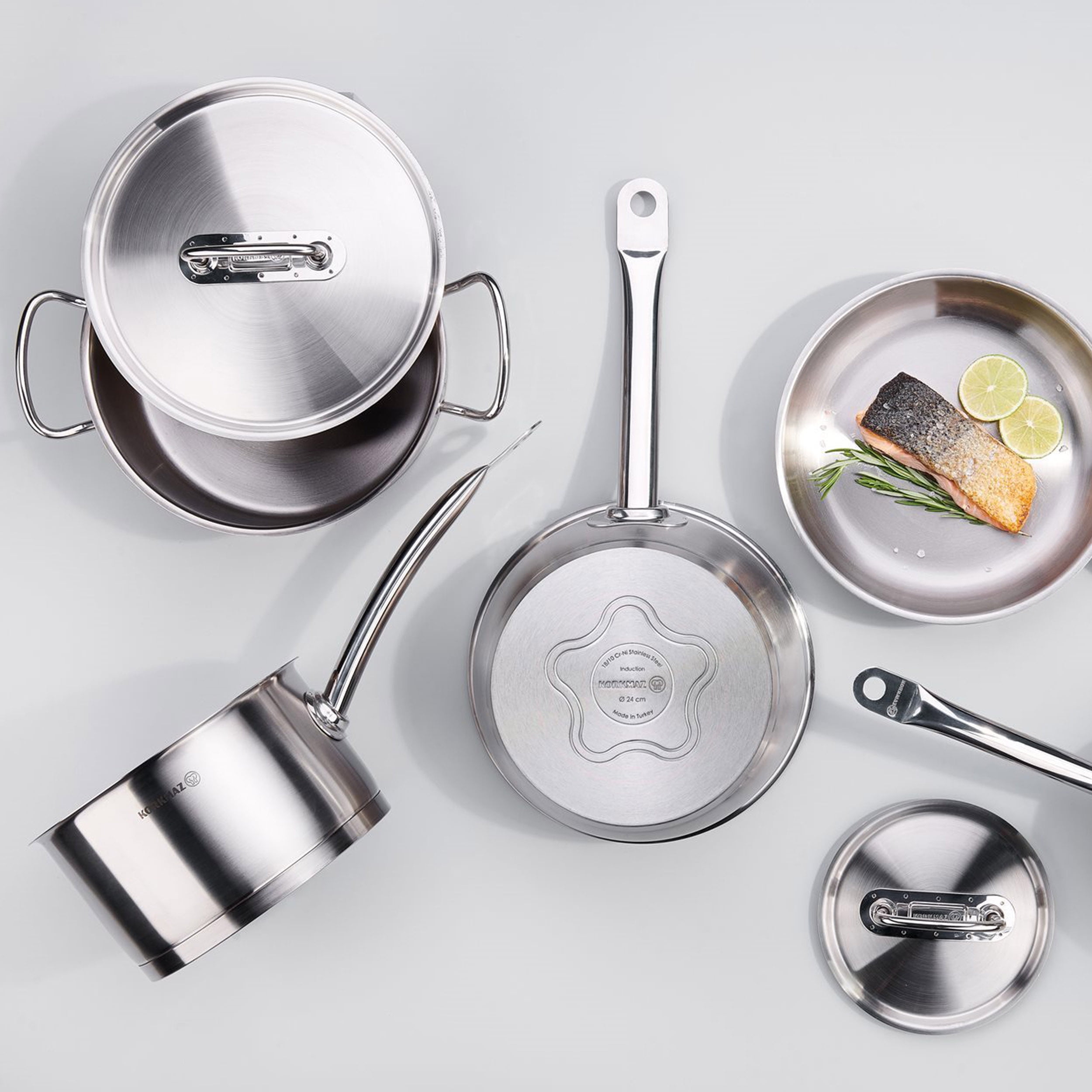 Korkmaz Stainless Steel 4 Quart Stockpot with Lid, Silver - Image 2