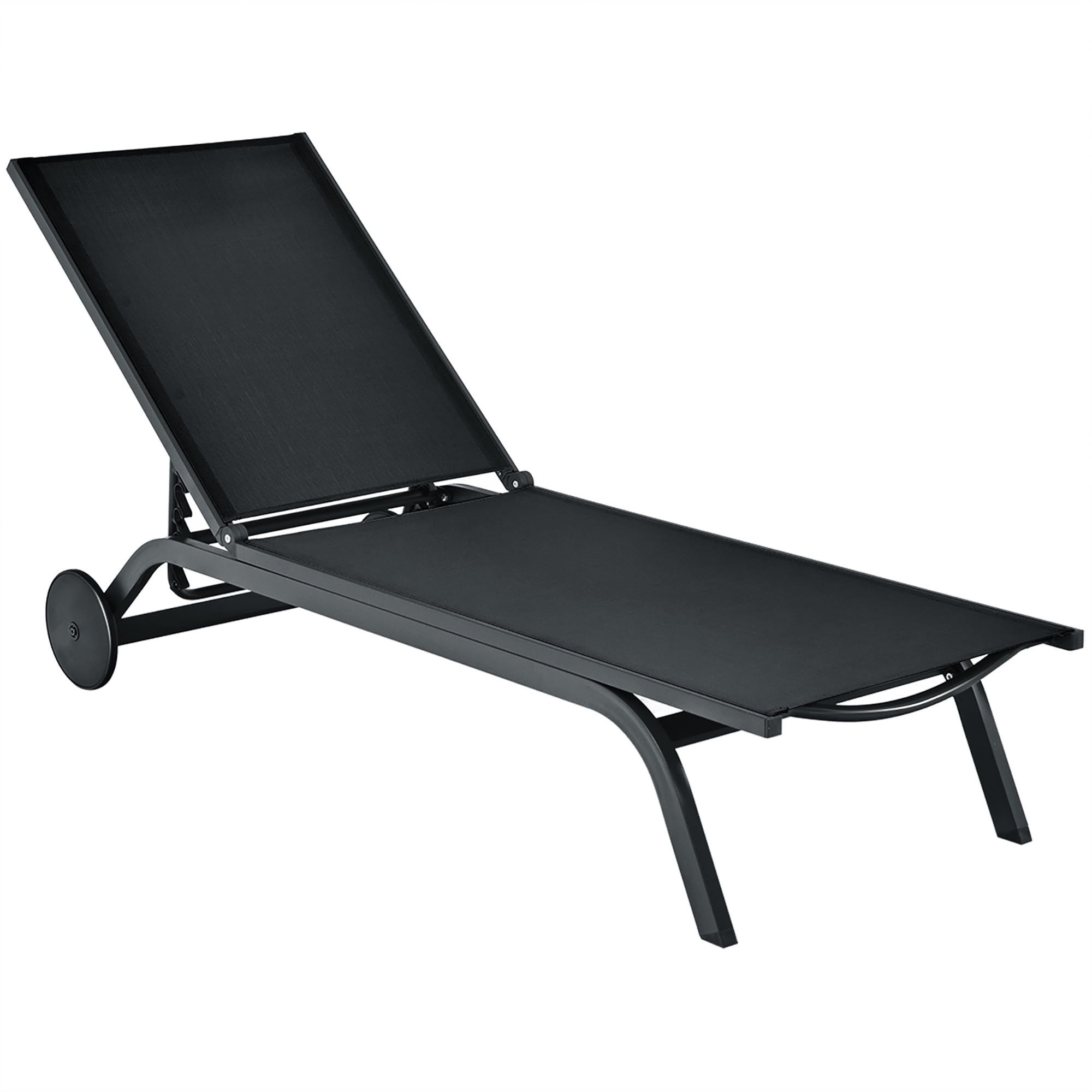 Costway Outdoor Lounge Chair Chaise Reclining Aluminum Fabric Adjustable Black - Image 10