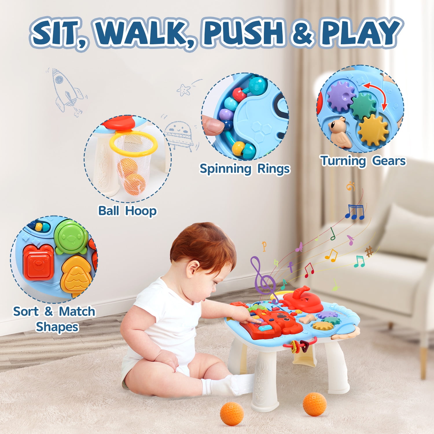 JoyStone 3-in-1 Baby Walker Baby Sit-to-Stand Learning Walker Kids Educational Toy Gift for Toddlers Infant Boys Girls - Image 4