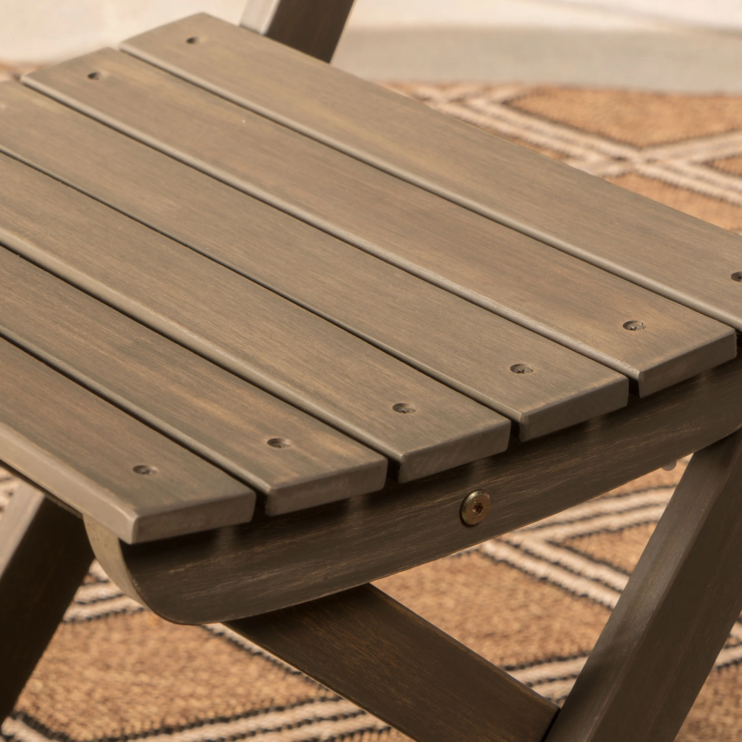 Bristle Outdoor 3 Piece Foldable Acacia Wood Bistro Set, Grey - Image 5