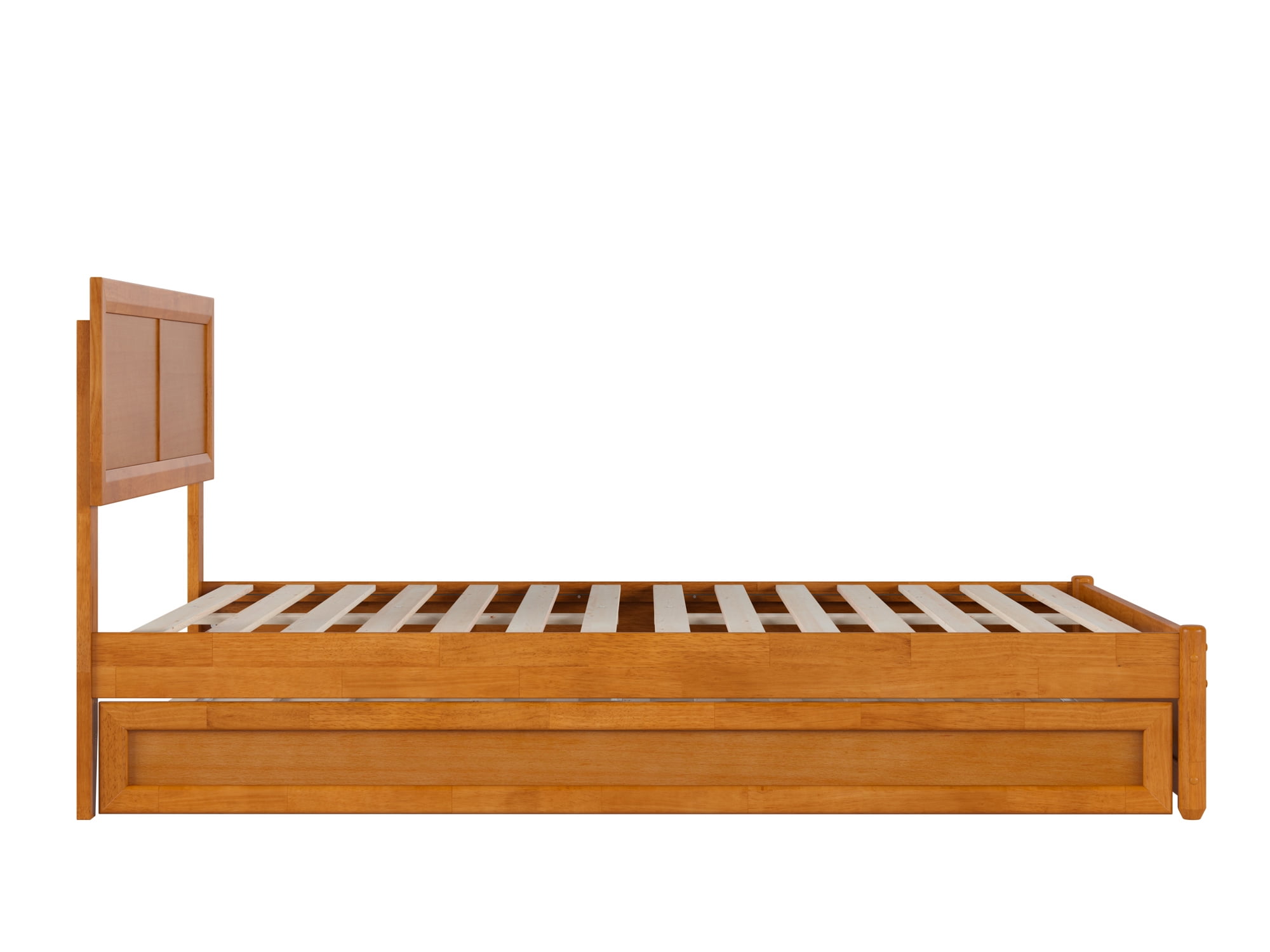 AFI Lylah Full Wood Platform Bed with Panel Footboard and Twin Trundle, Light Toffee - Image 4