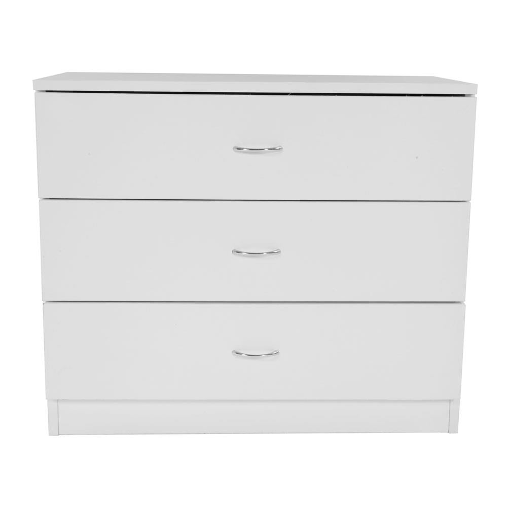Zimtown MDF Wood Simple 3-Drawer Nightstands Drawer Dresser White - Image 3