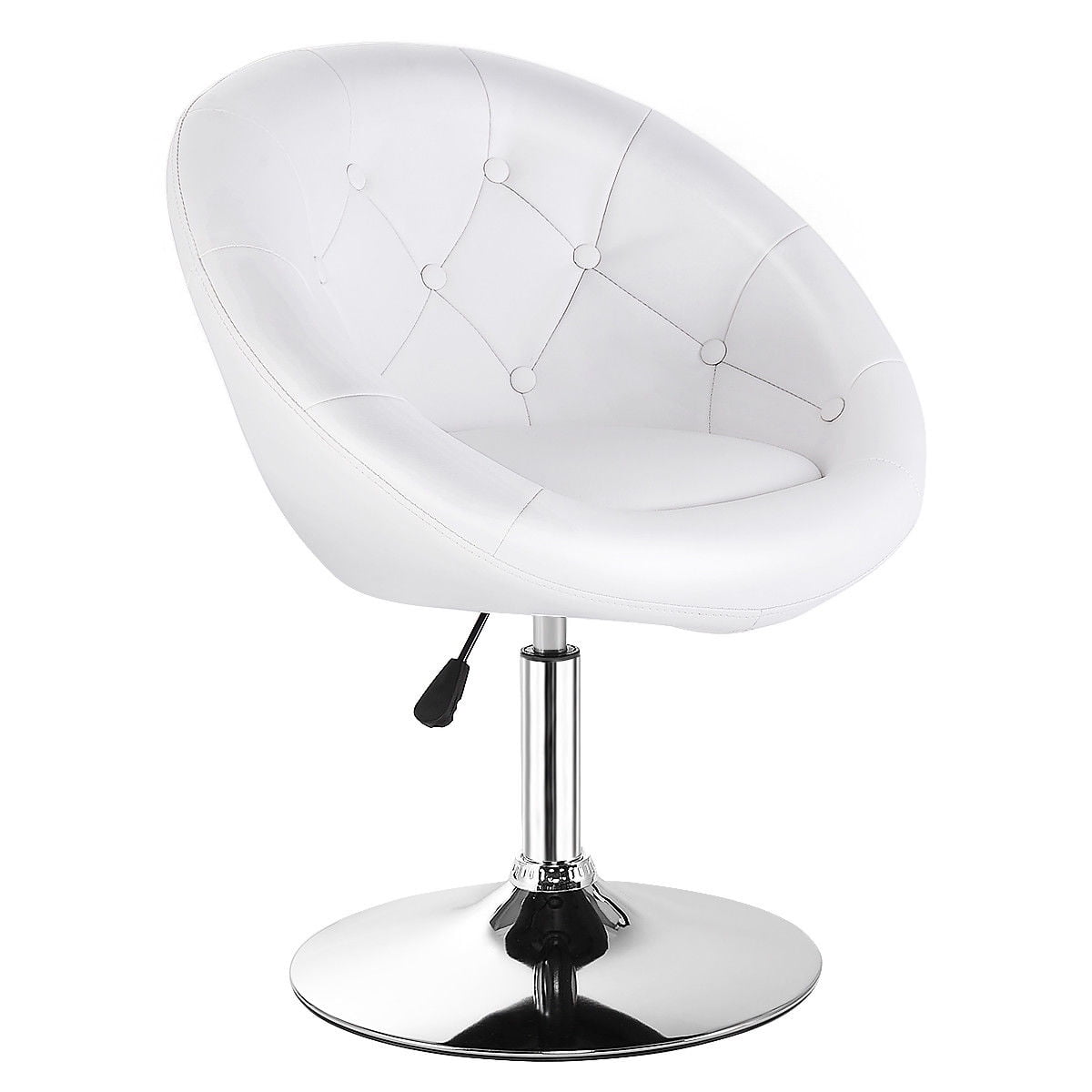 Costway PU Leather Swivel Accent Chair, Tufted, Solid White - Image 3