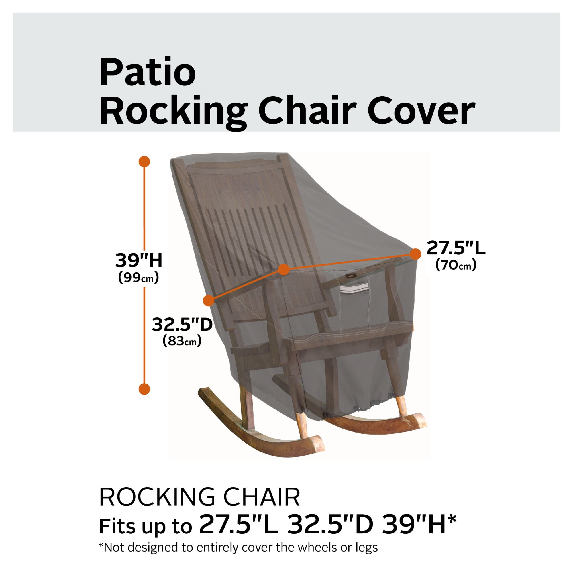 Classic Accessories Ravenna® Patio Rocking Chair Cover - Premium Outdoor Furniture Cover with Water Resistant Fabric, Medium (55-161-015101-EC) - Image 4
