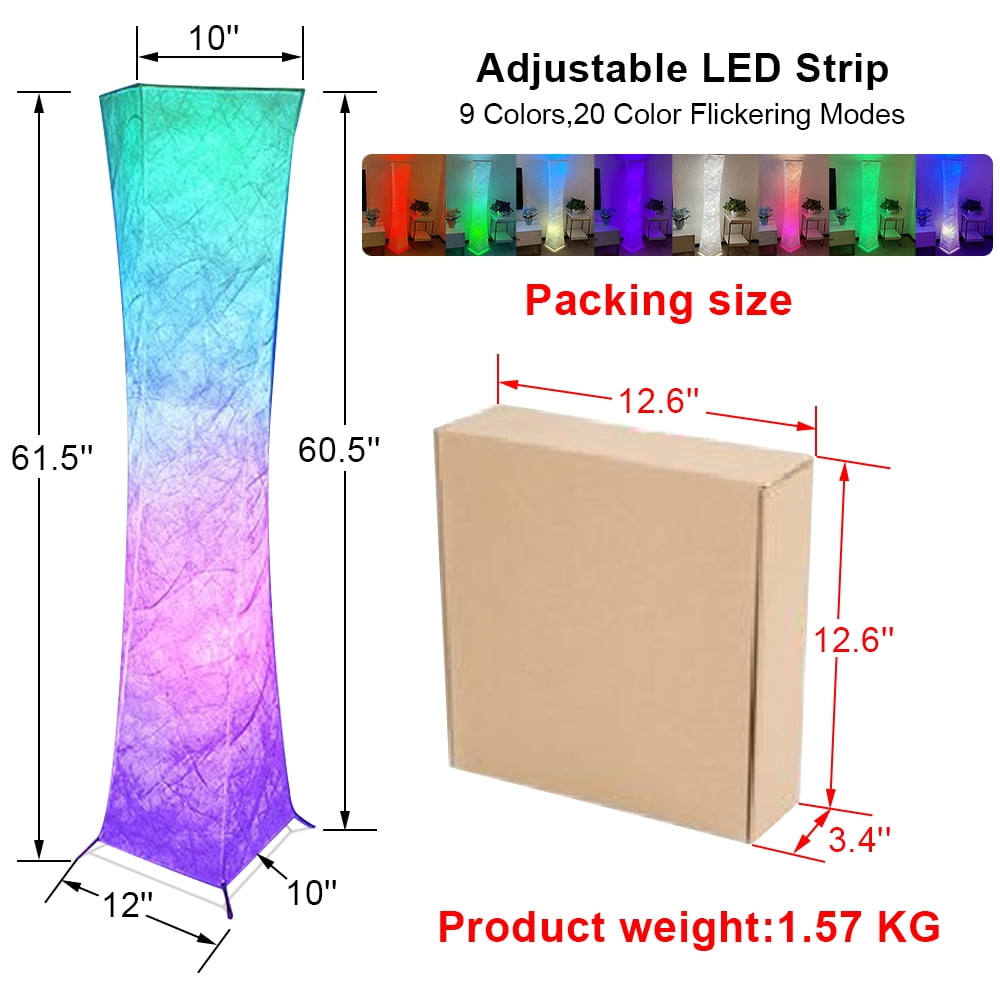 Kqiang 61” RGB Color Changing Dimmable Floor Lamp with White Fabric Shade - Image 6