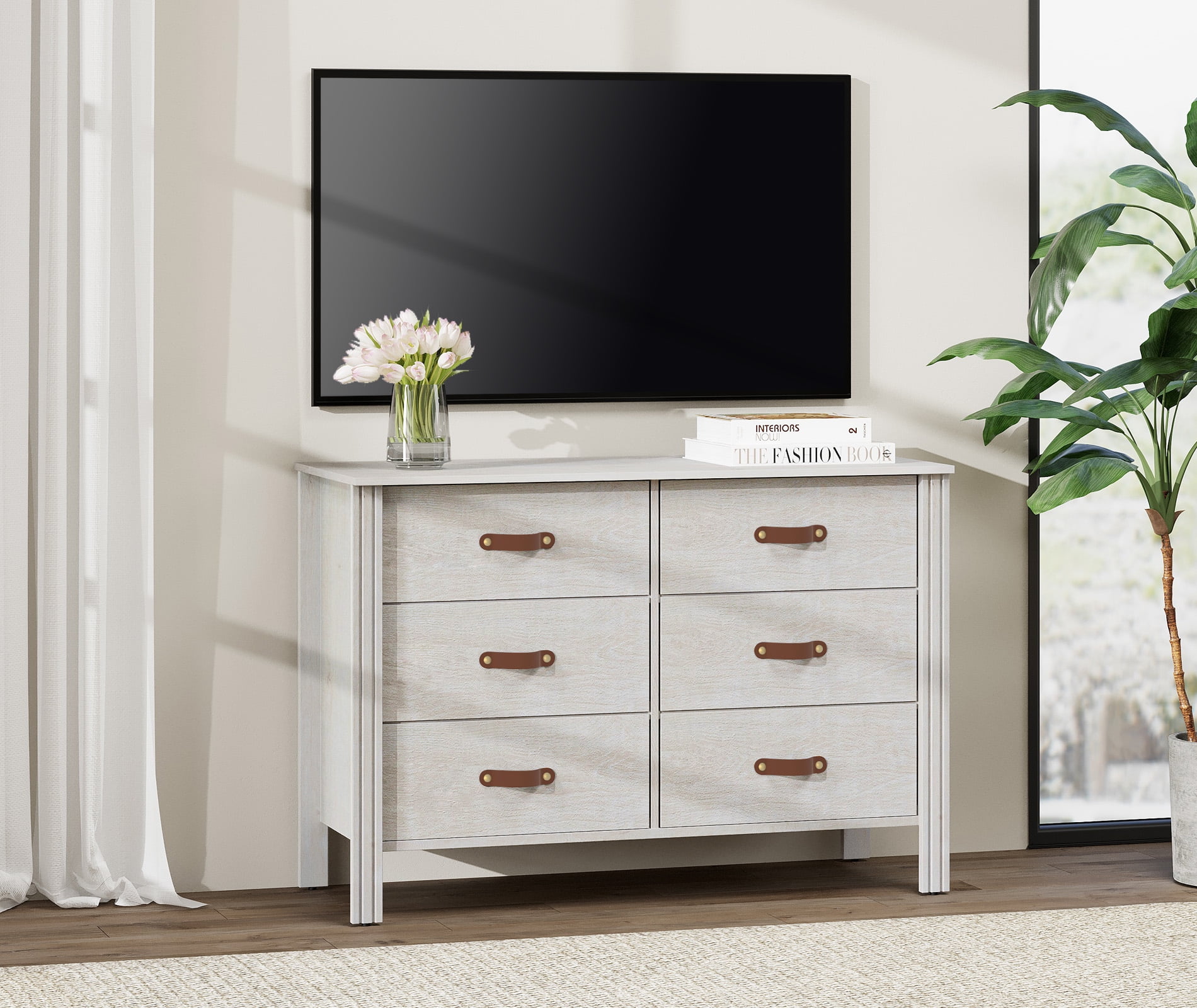 FITUEYES Classic White 6 Drawer Dresser, Wooden Storage Chest for Bedroom and Living Room - Image 5