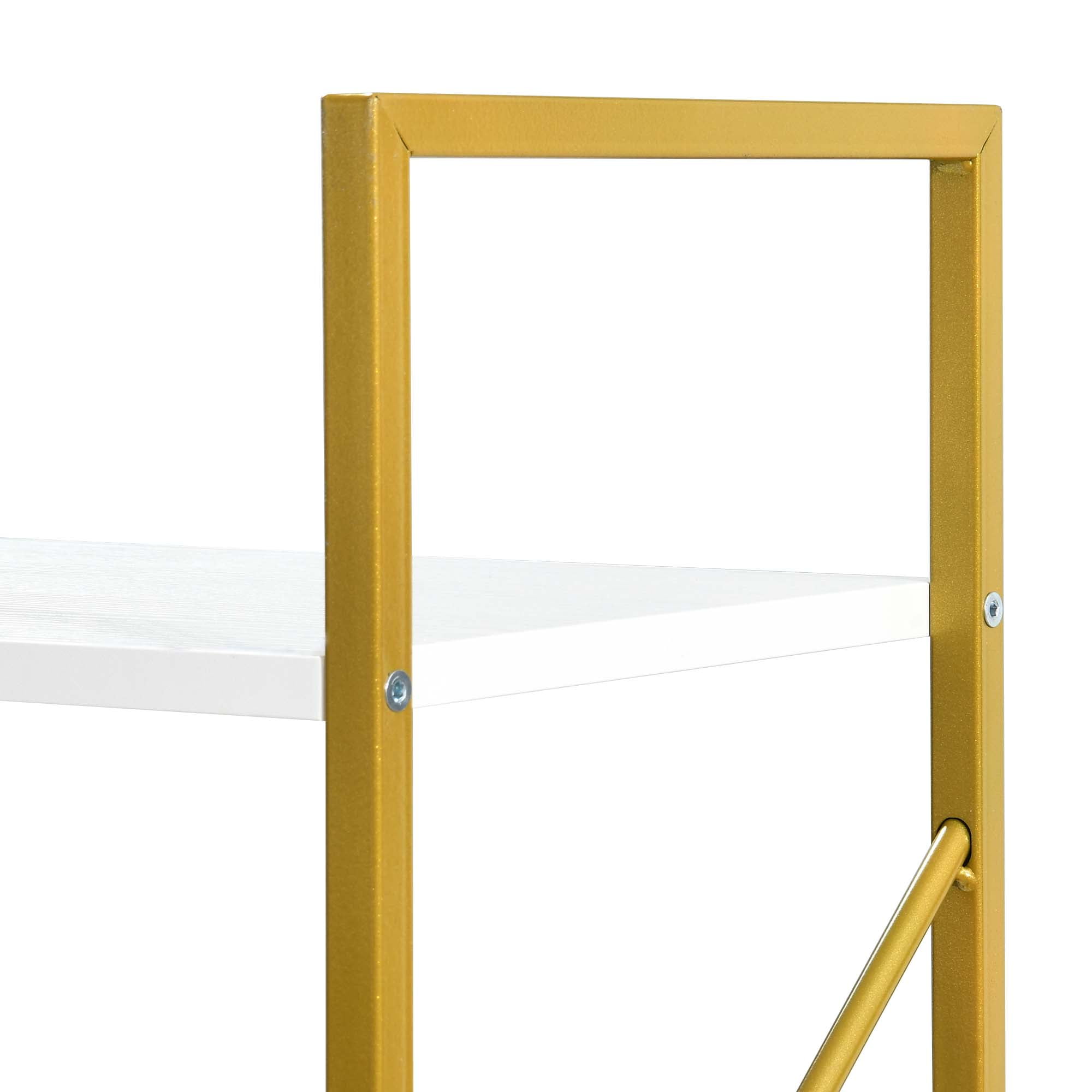 Dextrus 5 Tiers Bookshelf and Bookcase, Modern Wide Gold Bookcase, Open Storage Book Shelves for Living Room Bedroom, Gold - Image 4