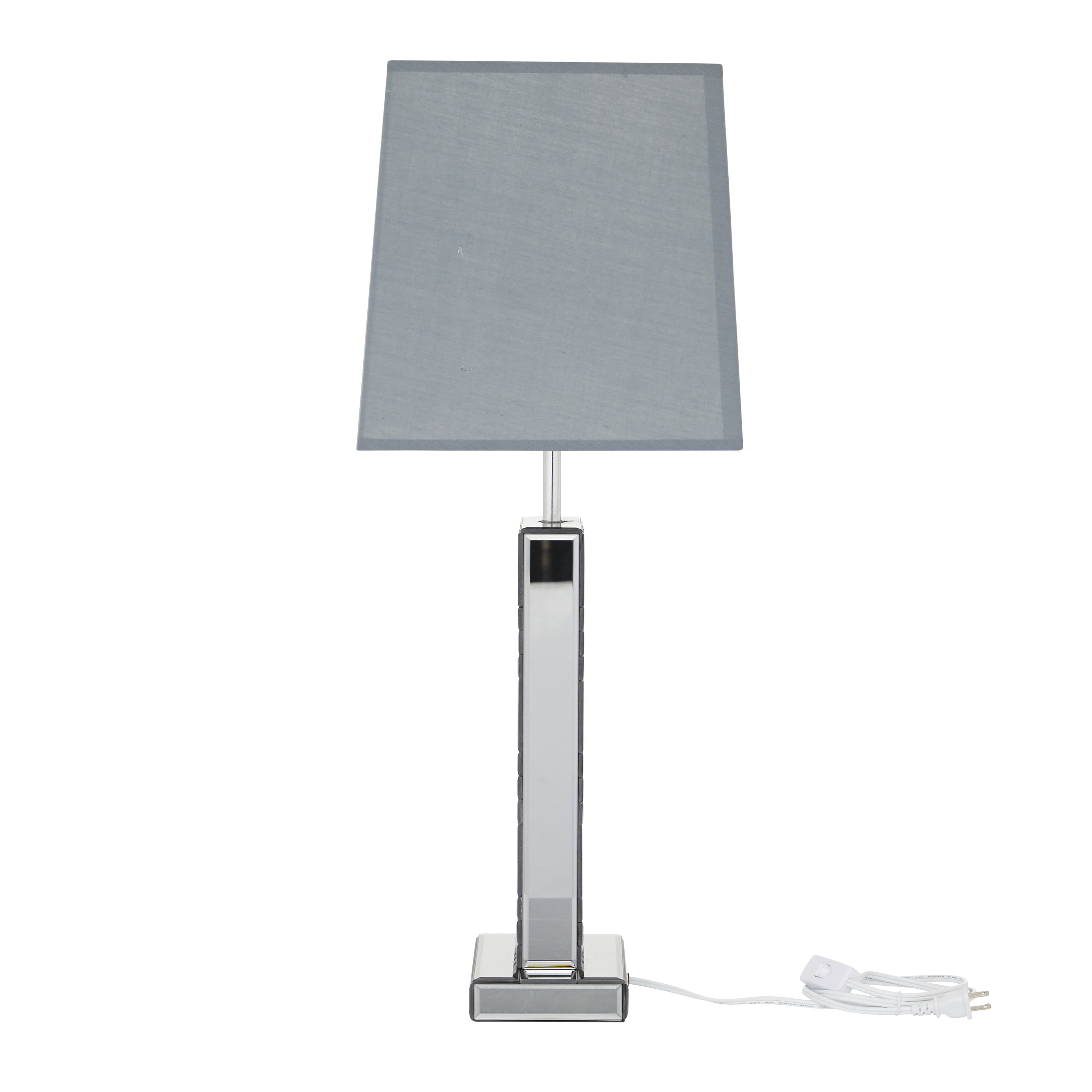 DecMode 30" Mirrored Silver Table Lamp with Gray Linen Shade - Image 5