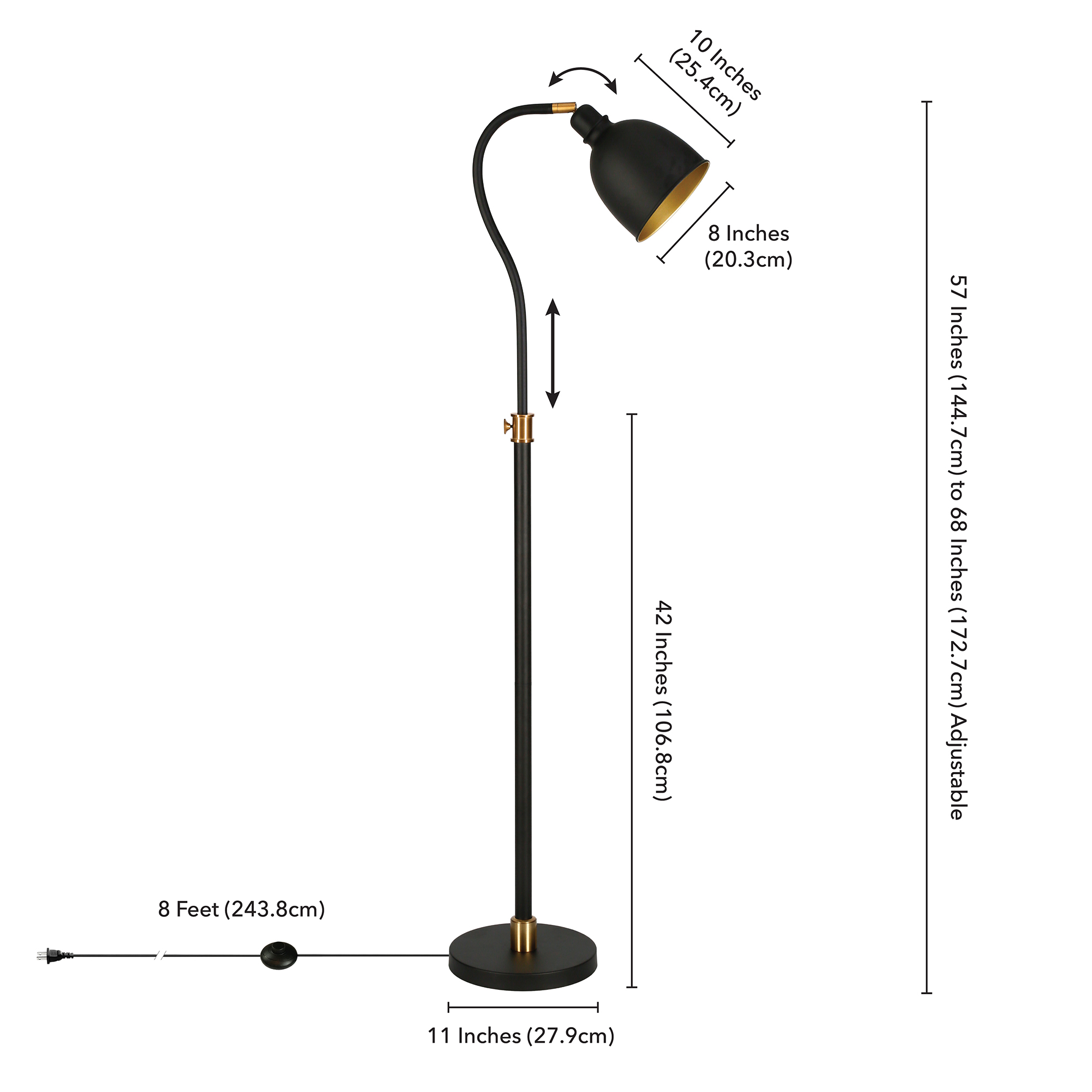Evelyn&Zoe Vincent Adjustable/Arc Floor Lamp with Metal Shade in Blackened Bronze/Blackened Bronze - Image 9