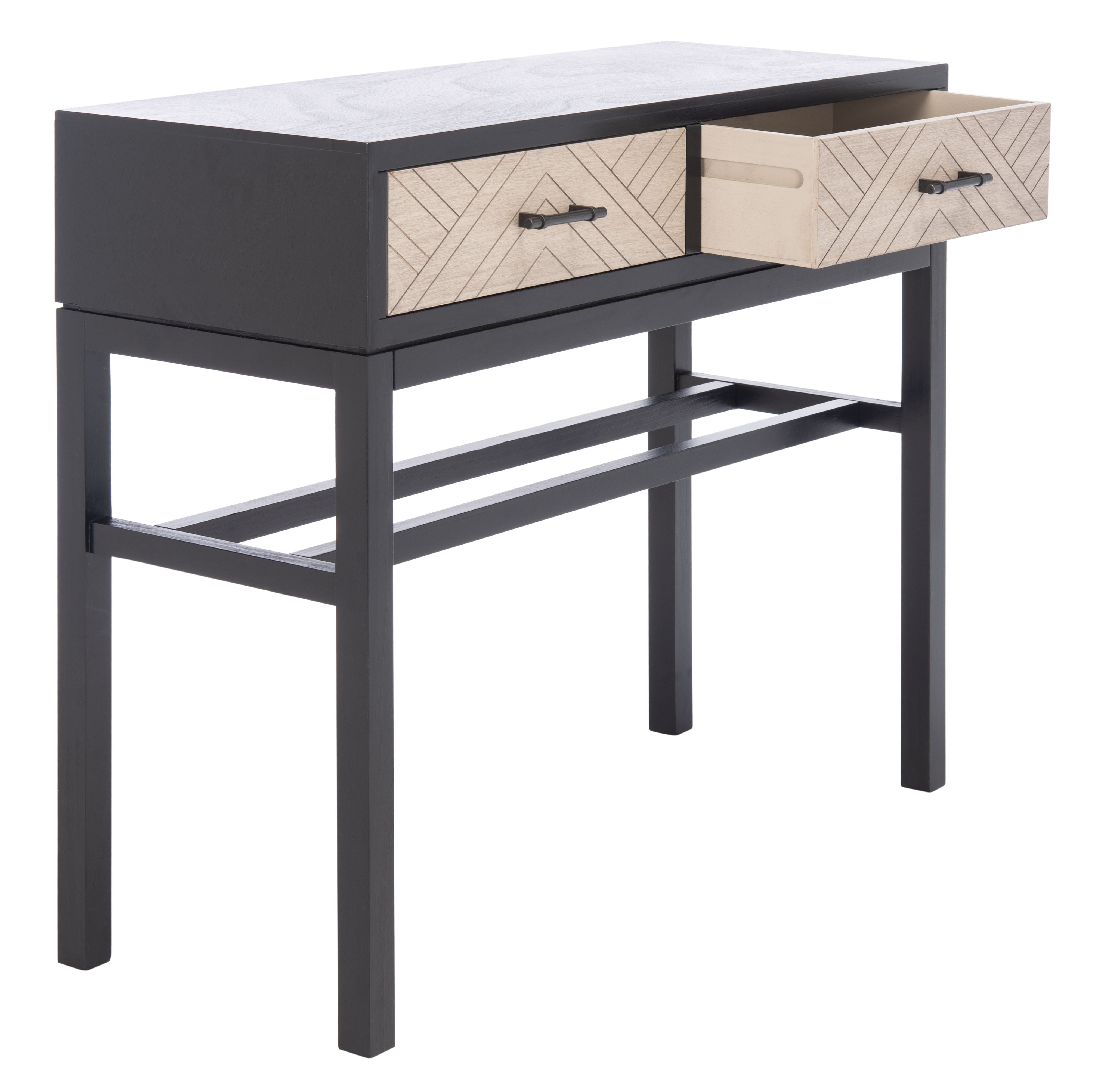 SAFAVIEH Ajana Modern 2 Drawer Console, Black/Griege - Image 7