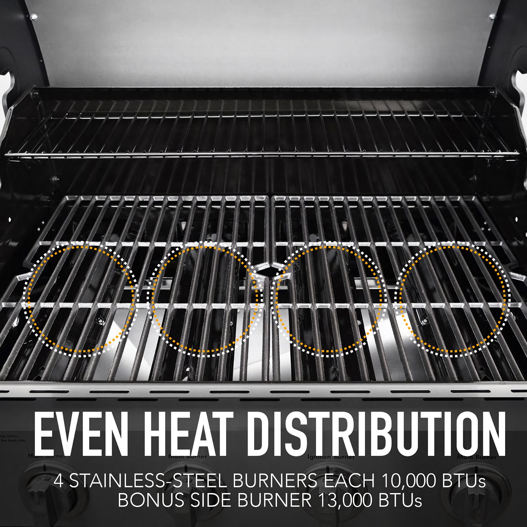 Kenmore 4-Burner Outdoor Propane Gas Grill with Side Burner, Open Cart, Stainless Steel - Image 9