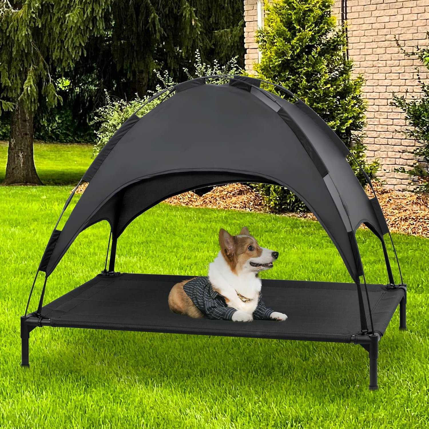 Niubya 48in Elevated Cooling Dog Bedy, Outdoor and indoor Portable Pet Cot with Removable Canopy, Black - Image 4
