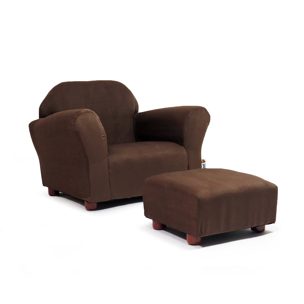 Keet Roundy Children's Chair Microsuede Brown with ottoman - Image 3