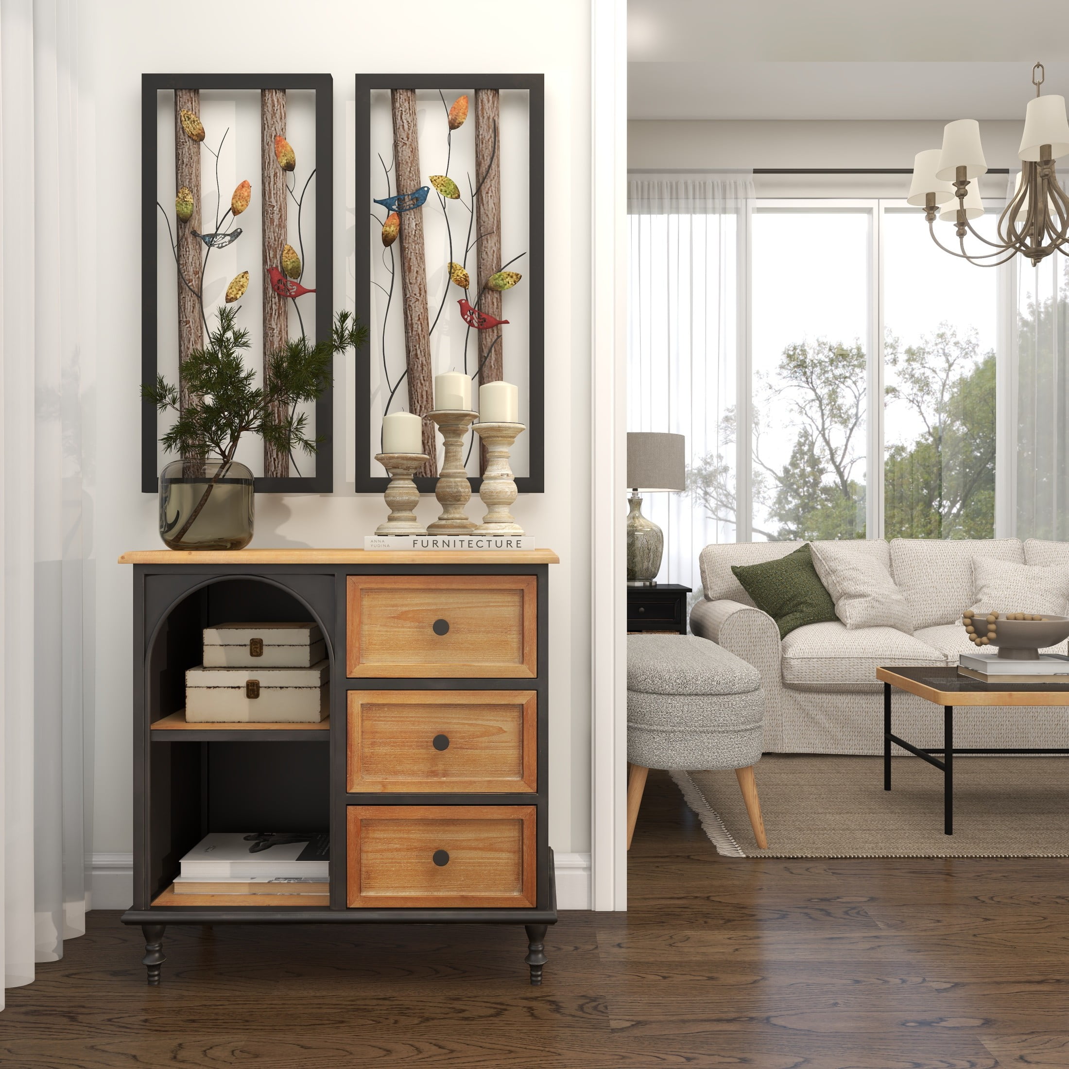 DecMode Black Metal Bird Wall Decor with Tree Branches and Colorful Leaves (2 Count) - Image 11