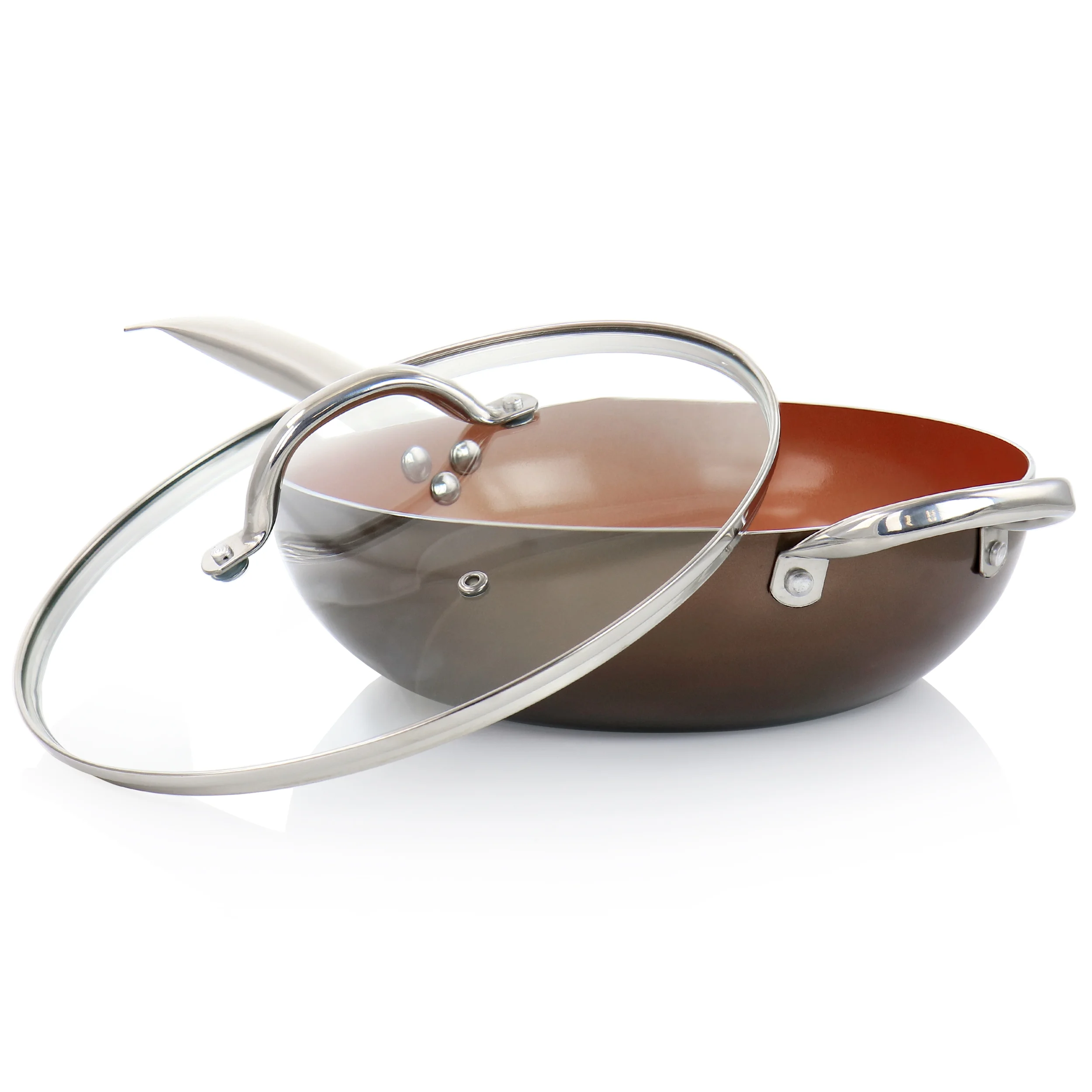 Copper Pan Cooking Excellence 3.5 Quart Aluminum Nonstick Saute Pan in Copper - Image 3